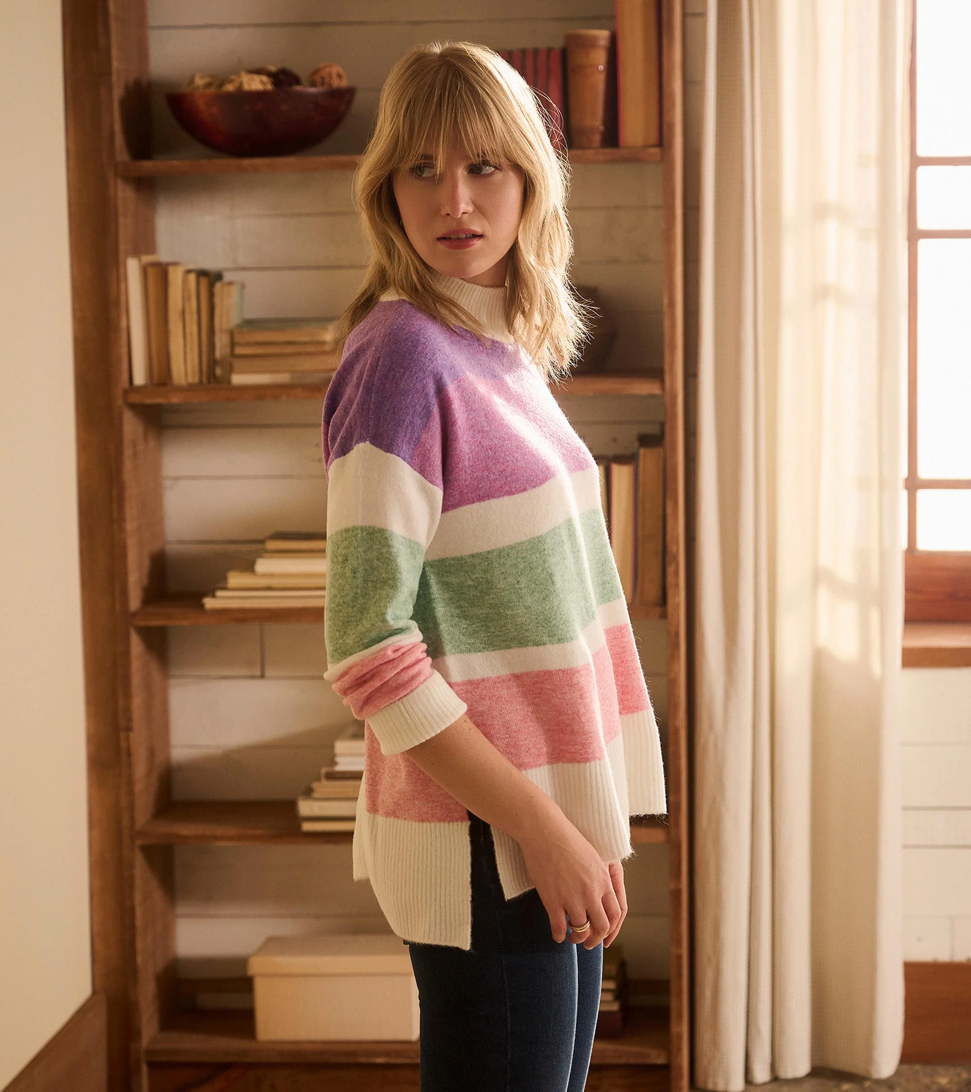 Mock Neck Tunic - Sunrise Colour Block - Image 4