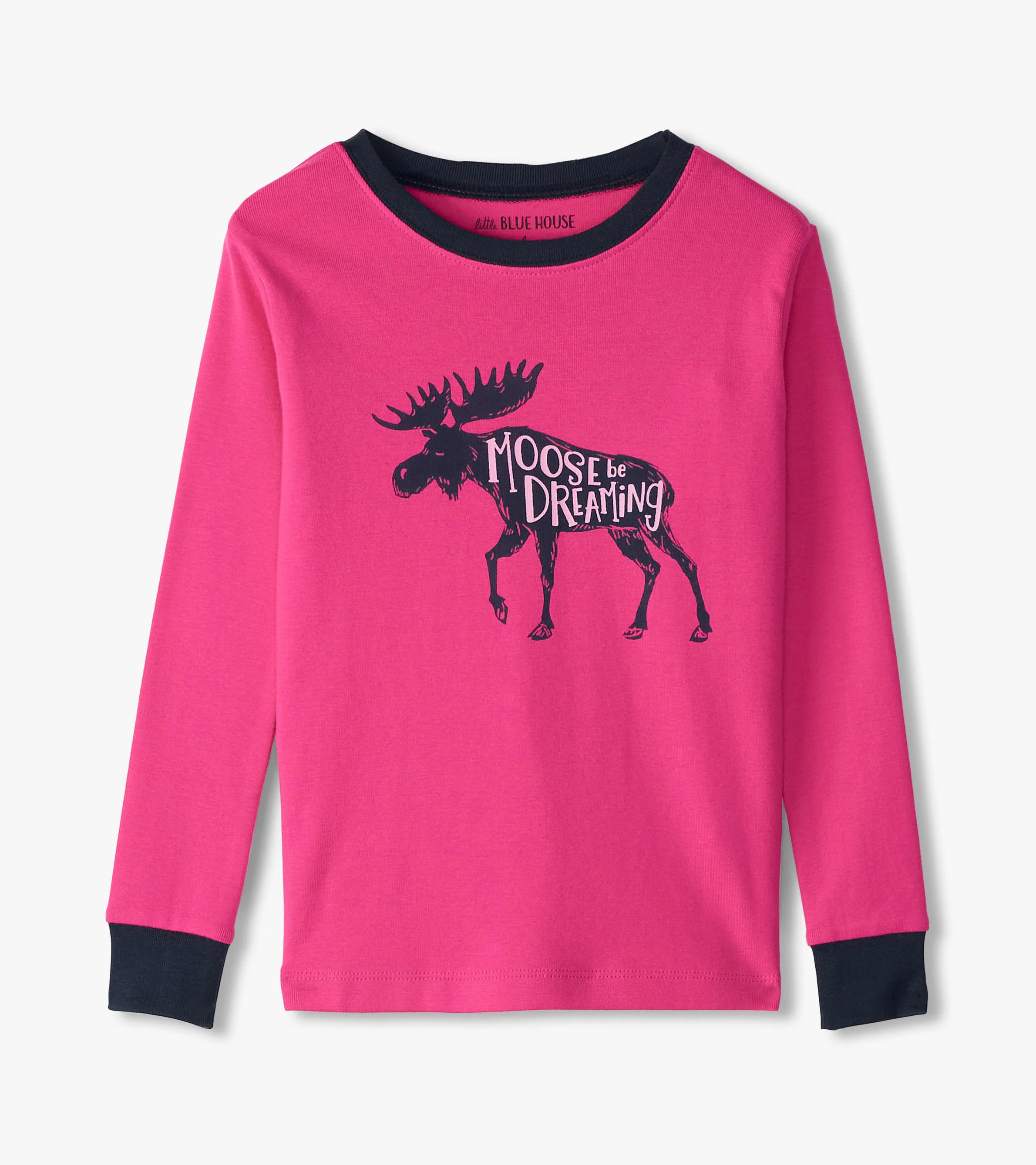 Moose Be Dreaming Raspberry Moose Kids Pajama Set - Image 2