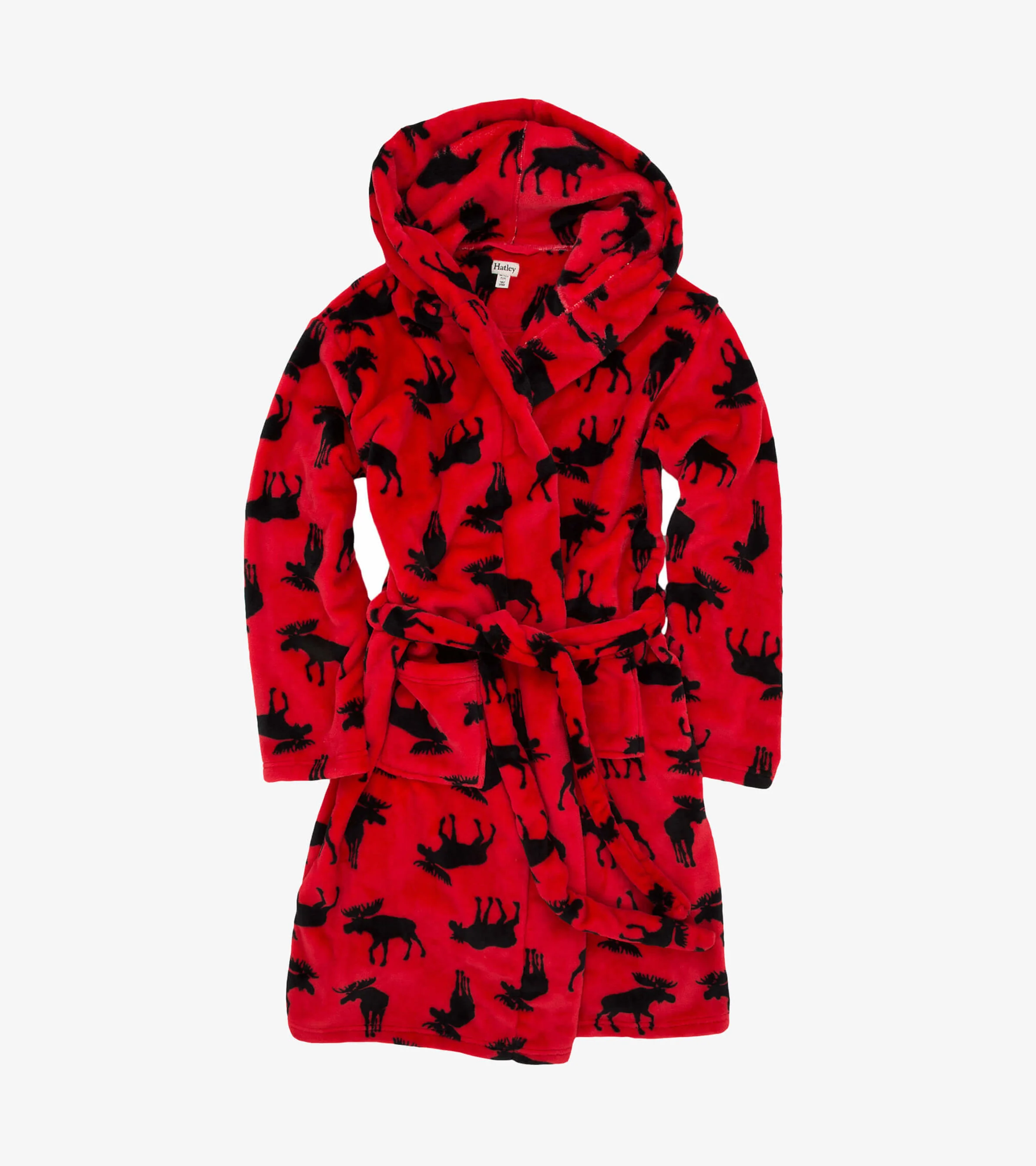 Moose on Red Adult Fleece Robe - Image 2