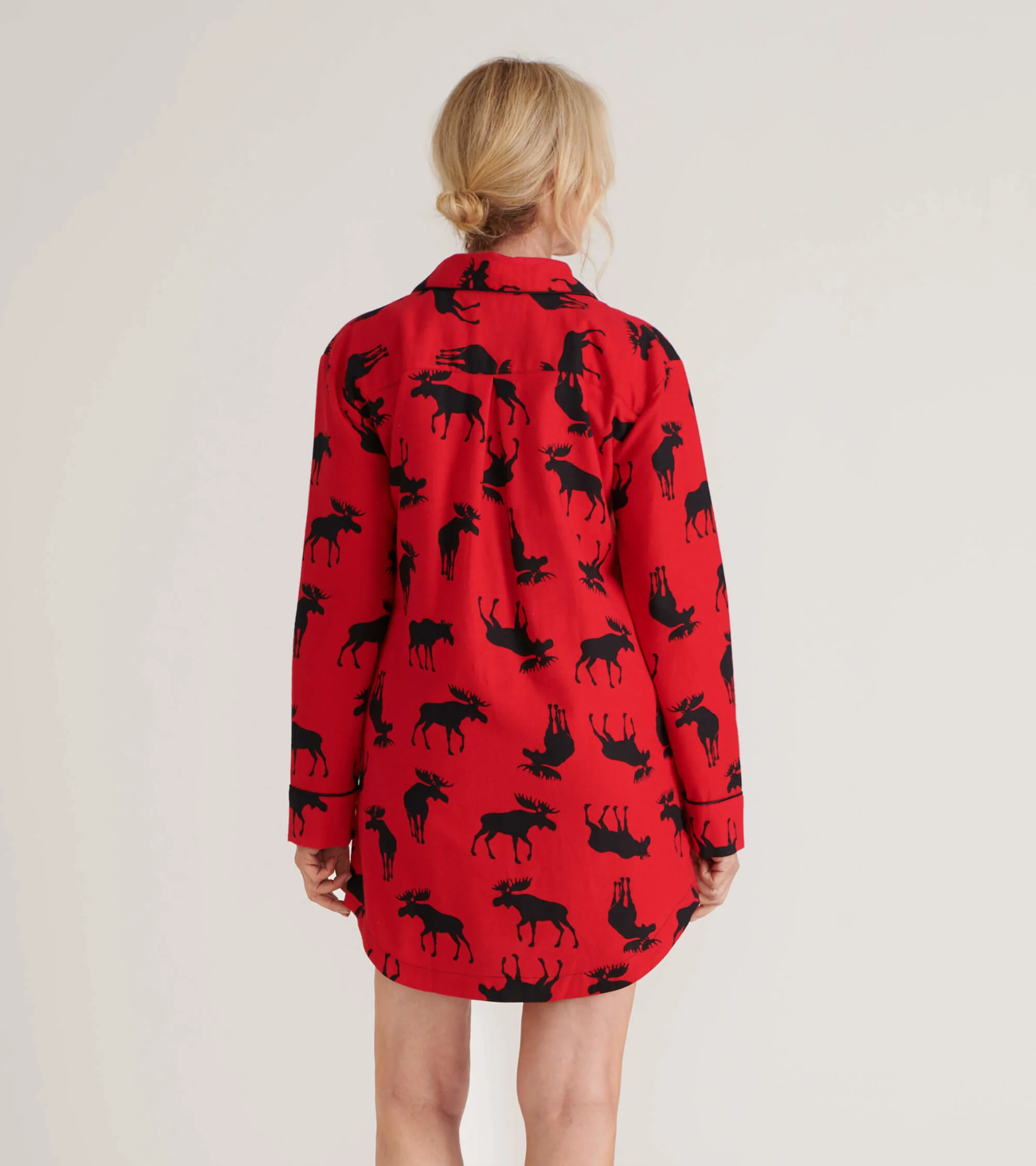 Women's Moose On Red Flannel Nightgown - Image 3