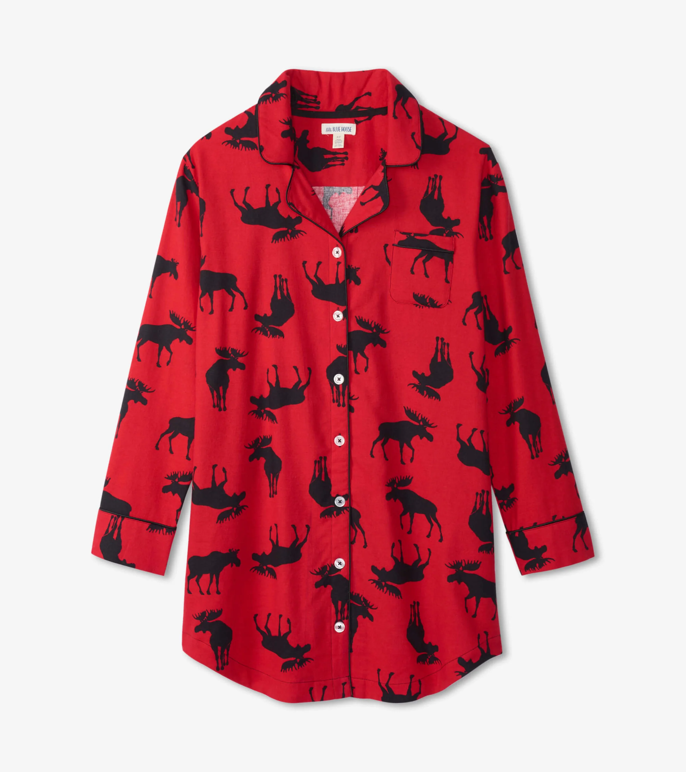 Women's Moose On Red Flannel Nightgown - Image 4