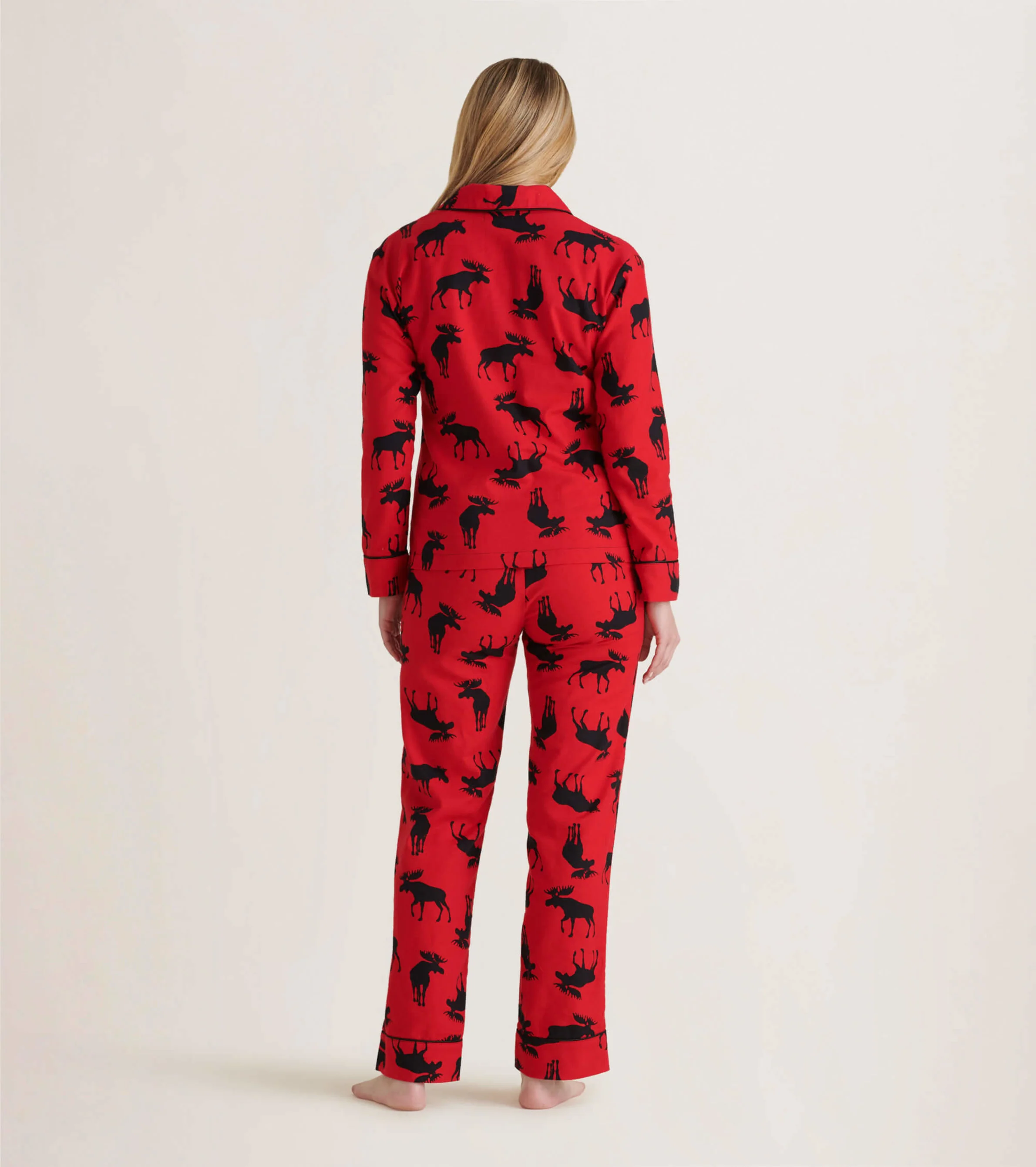 Women's Moose On Red Flannel Pajama Set - Image 3