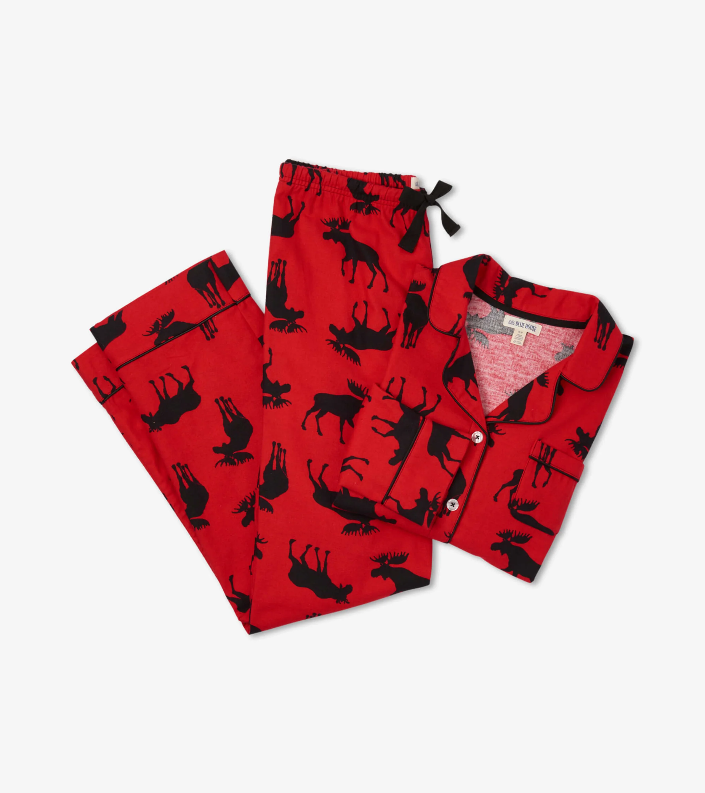 Women's Moose On Red Flannel Pajama Set - Image 4