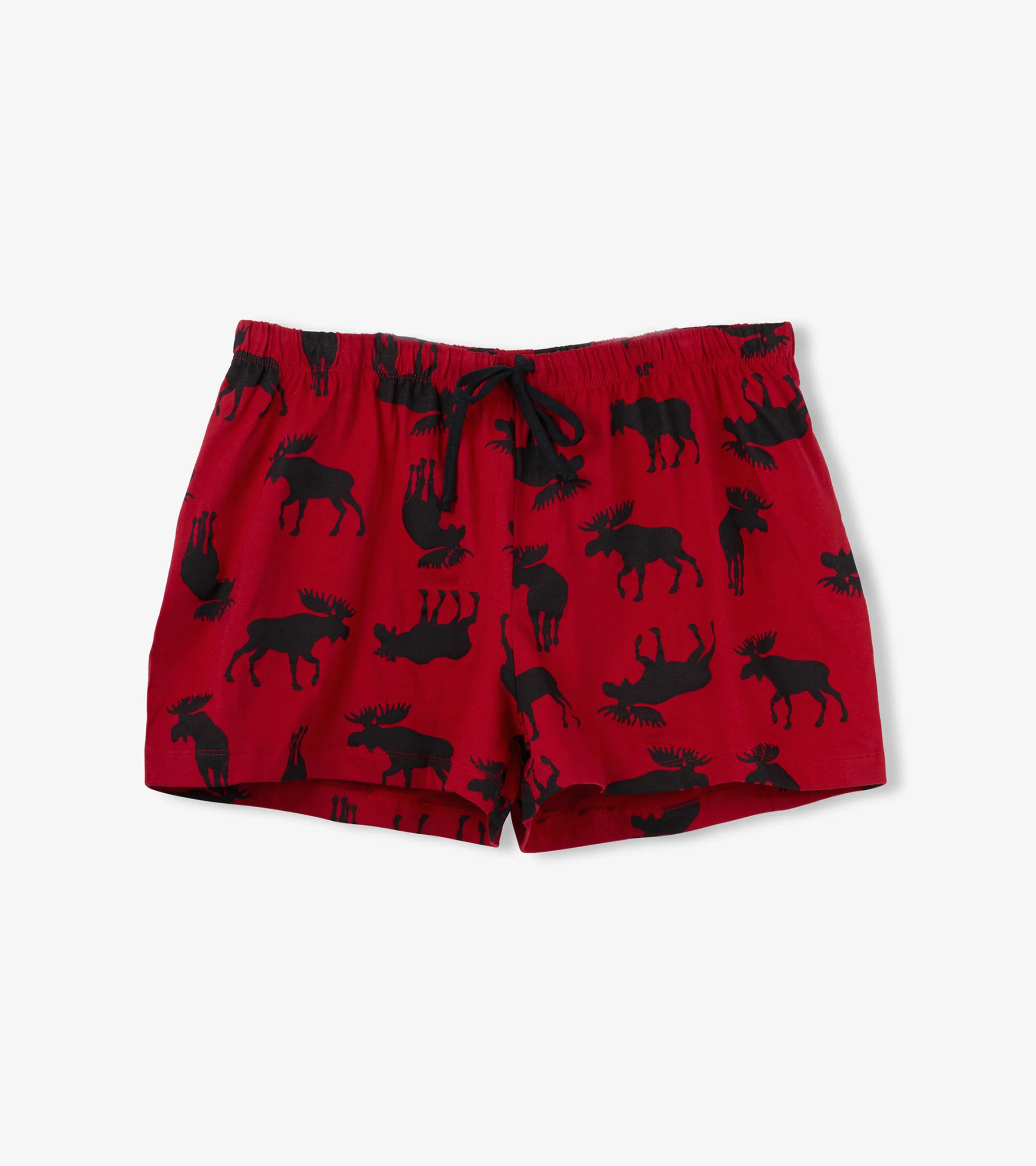 Moose on Red Women's Cotton Sleep Shorts - Image 2