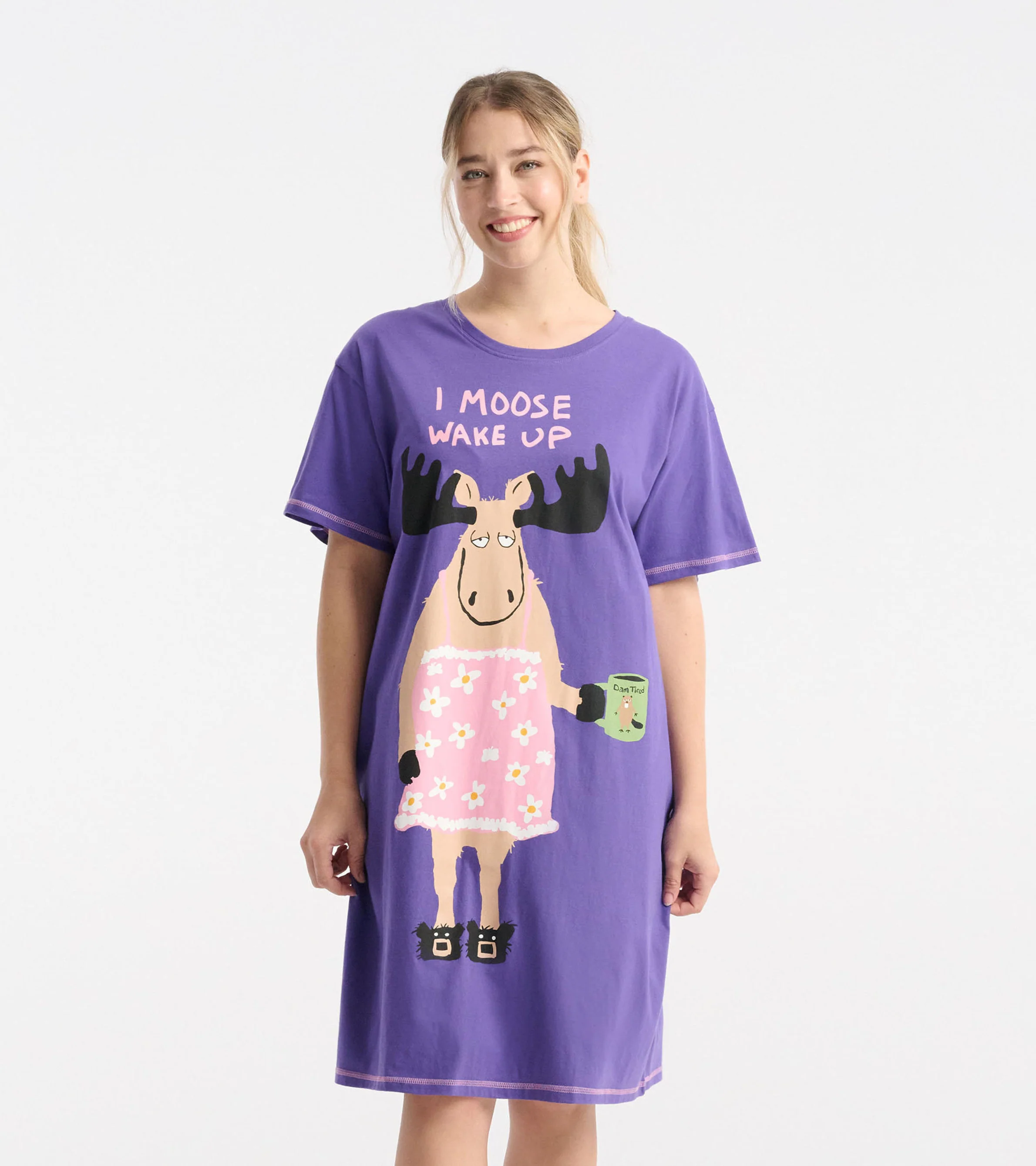Moose Wake Up Women's Cotton Sleepshirt - Image 2