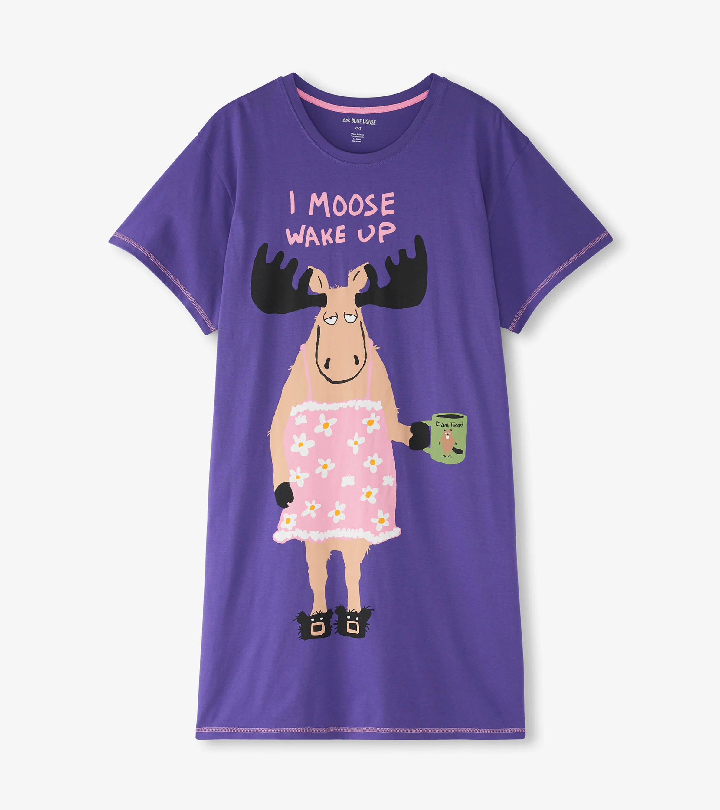 Moose Wake Up Women's Cotton Sleepshirt - Image 3