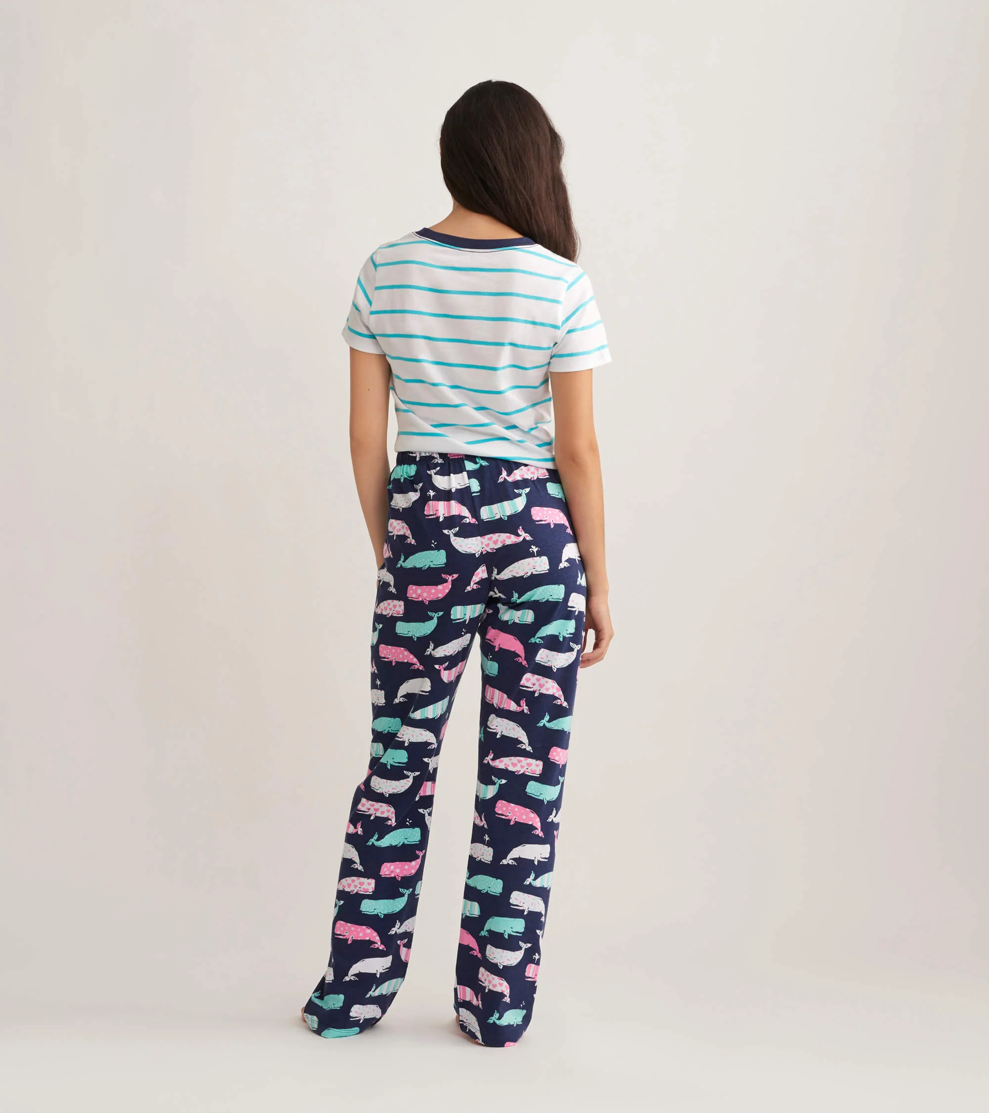 Nautical Whales Women's Cotton Pajama Pants - Image 4