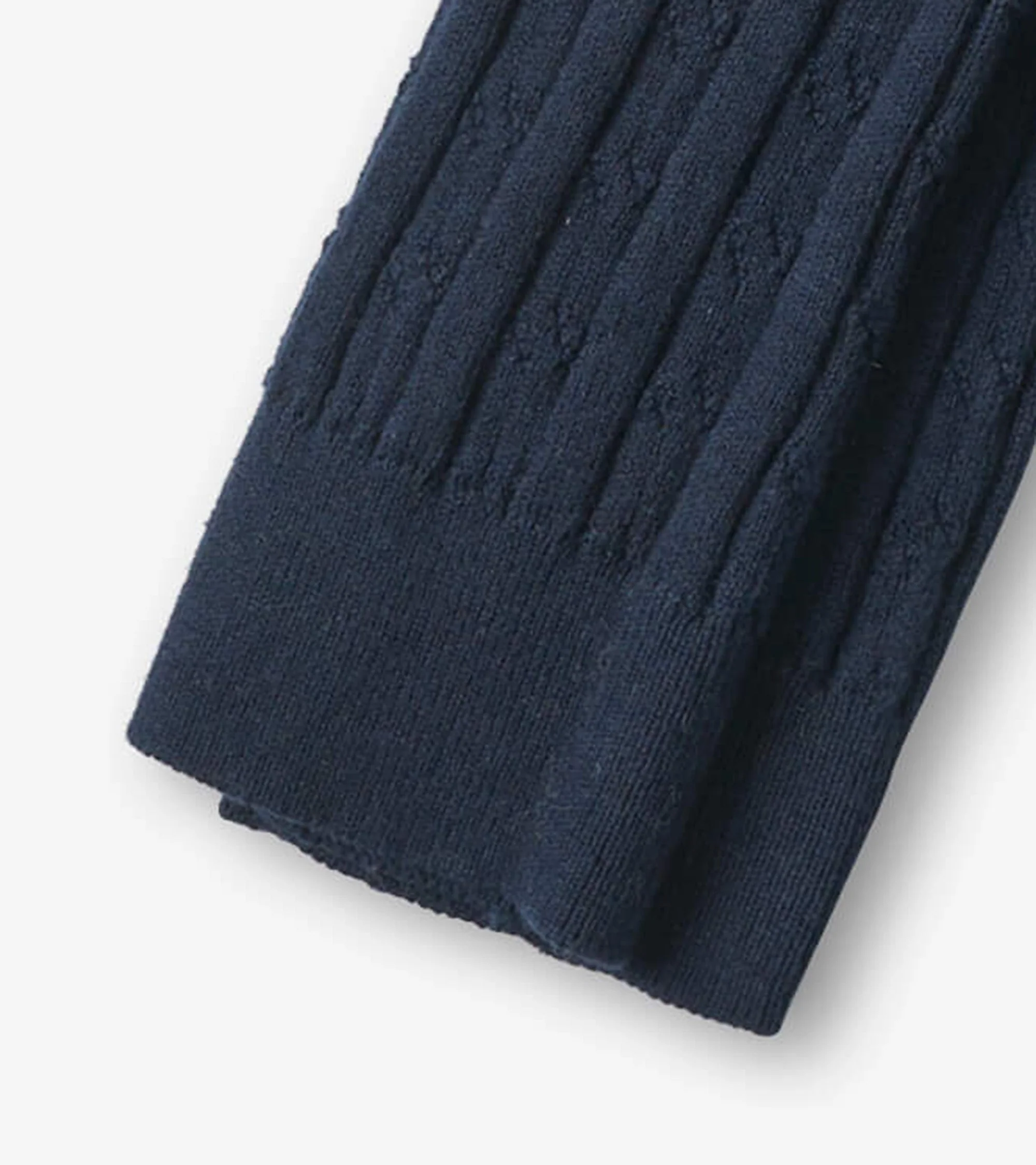 Girls Navy Cable Knit Tights - Image 4