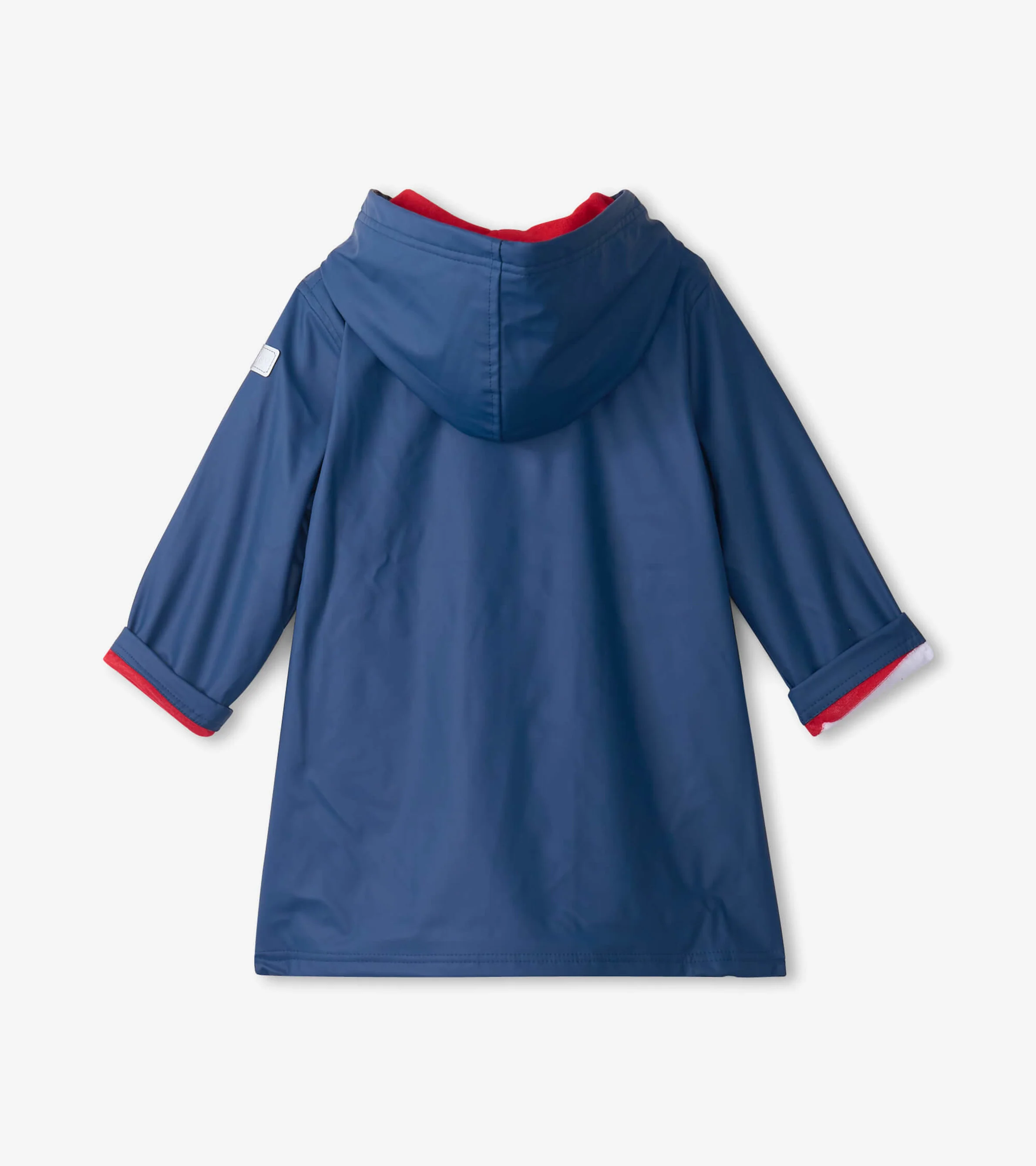Kids Navy & Red Button-Up Rain Jacket - Image 3