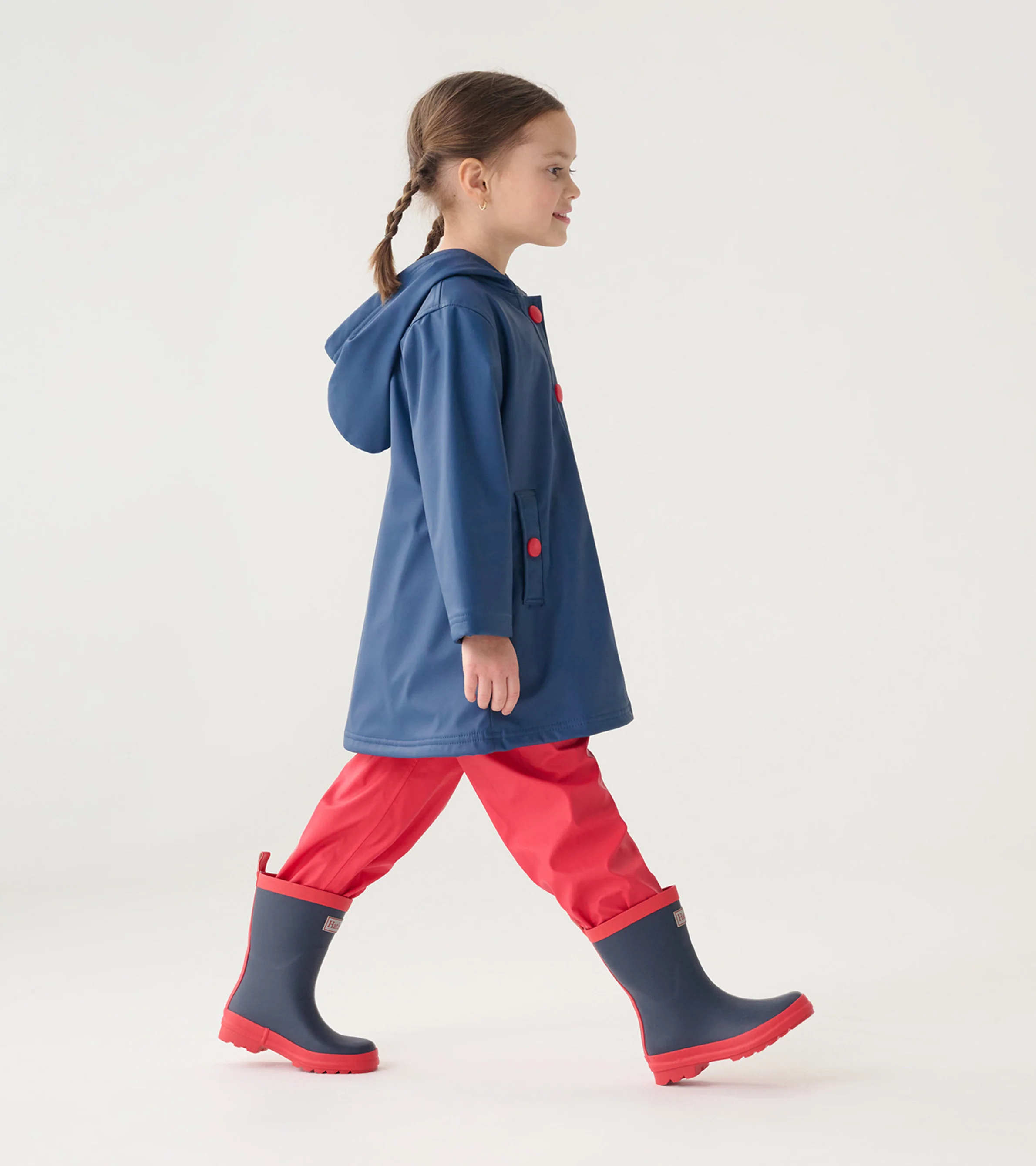 Kids Navy & Red Button-Up Rain Jacket - Image 4