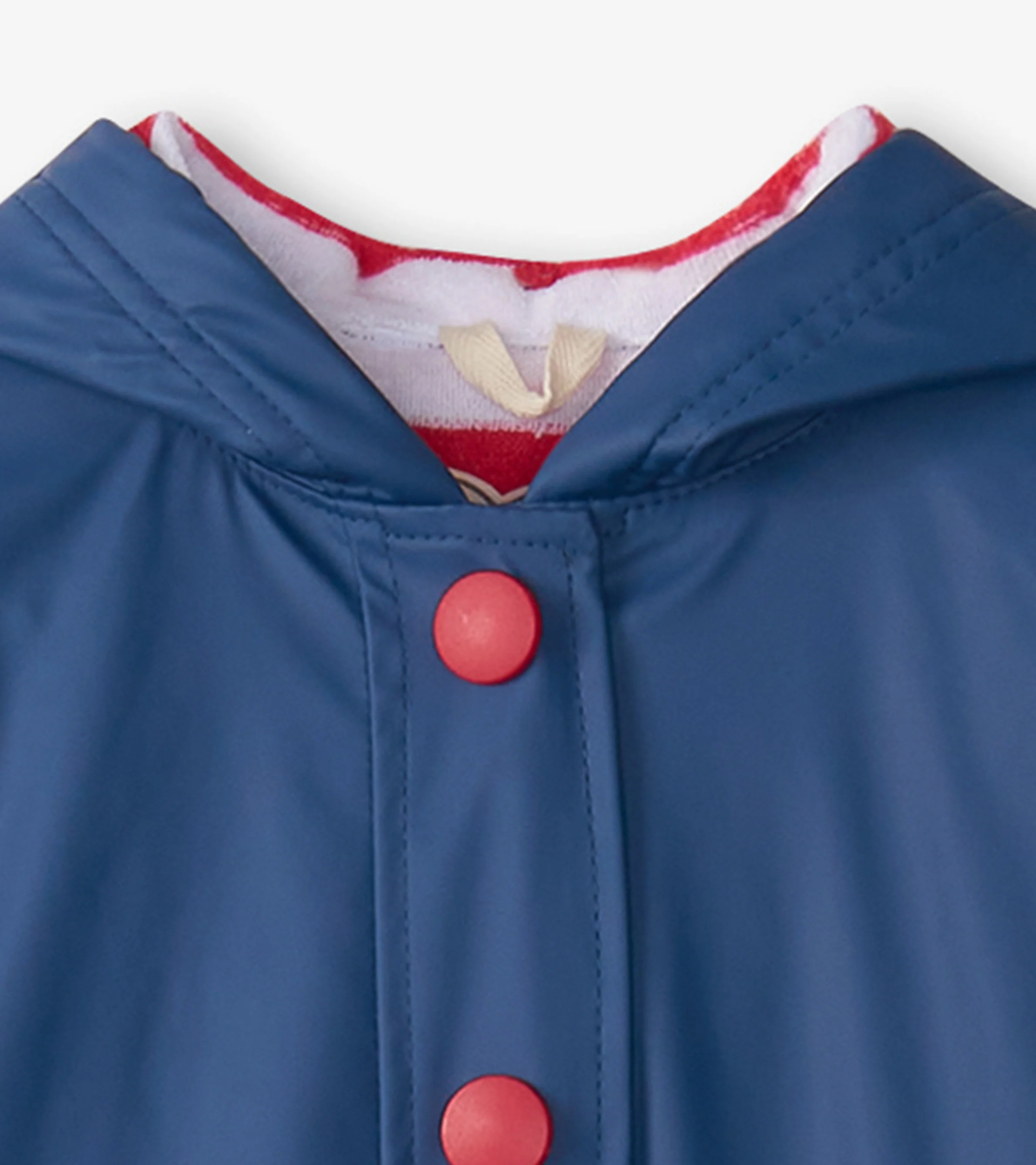 Kids Navy & Red Button-Up Rain Jacket - Image 5