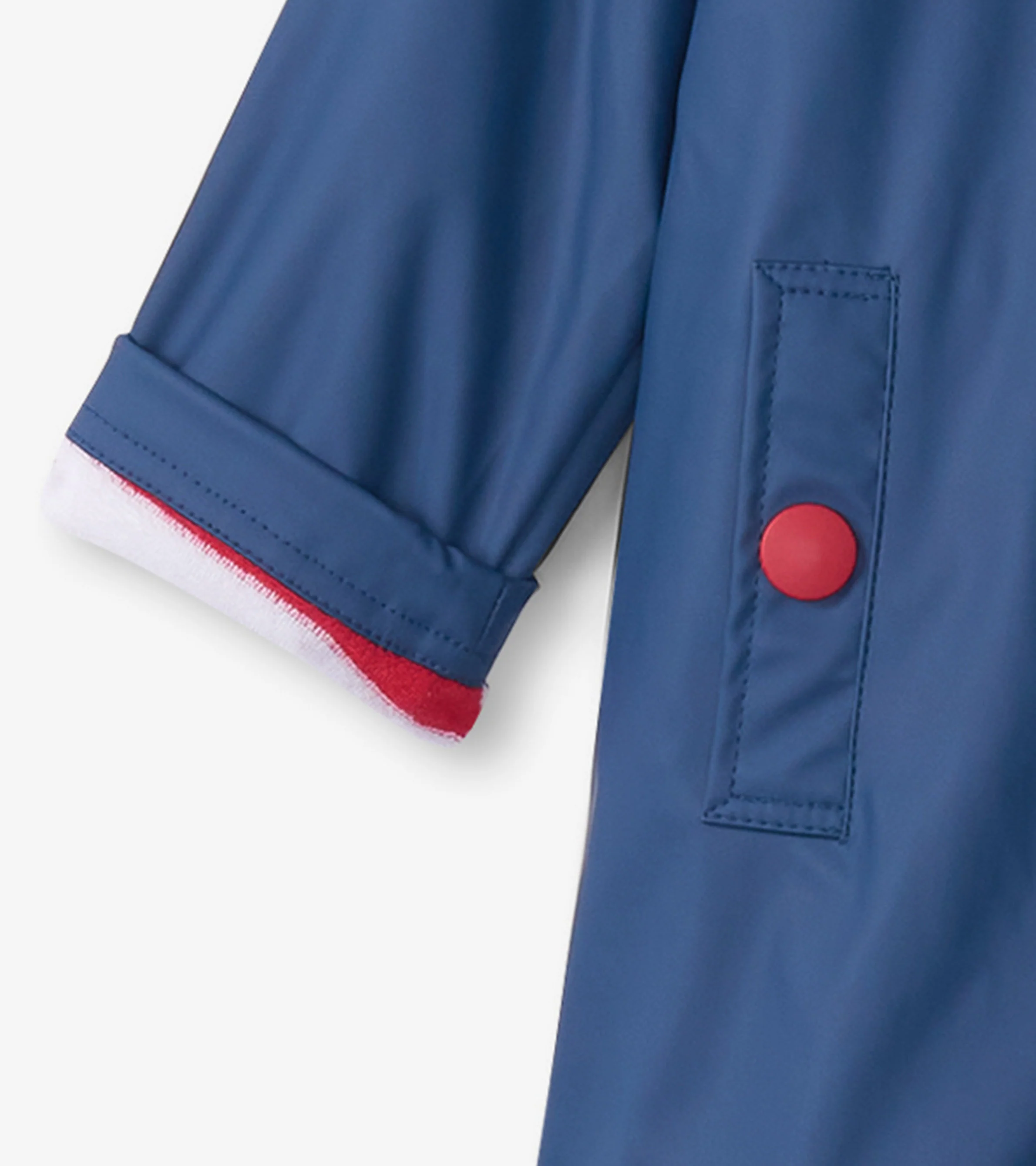 Kids Navy & Red Button-Up Rain Jacket - Image 6