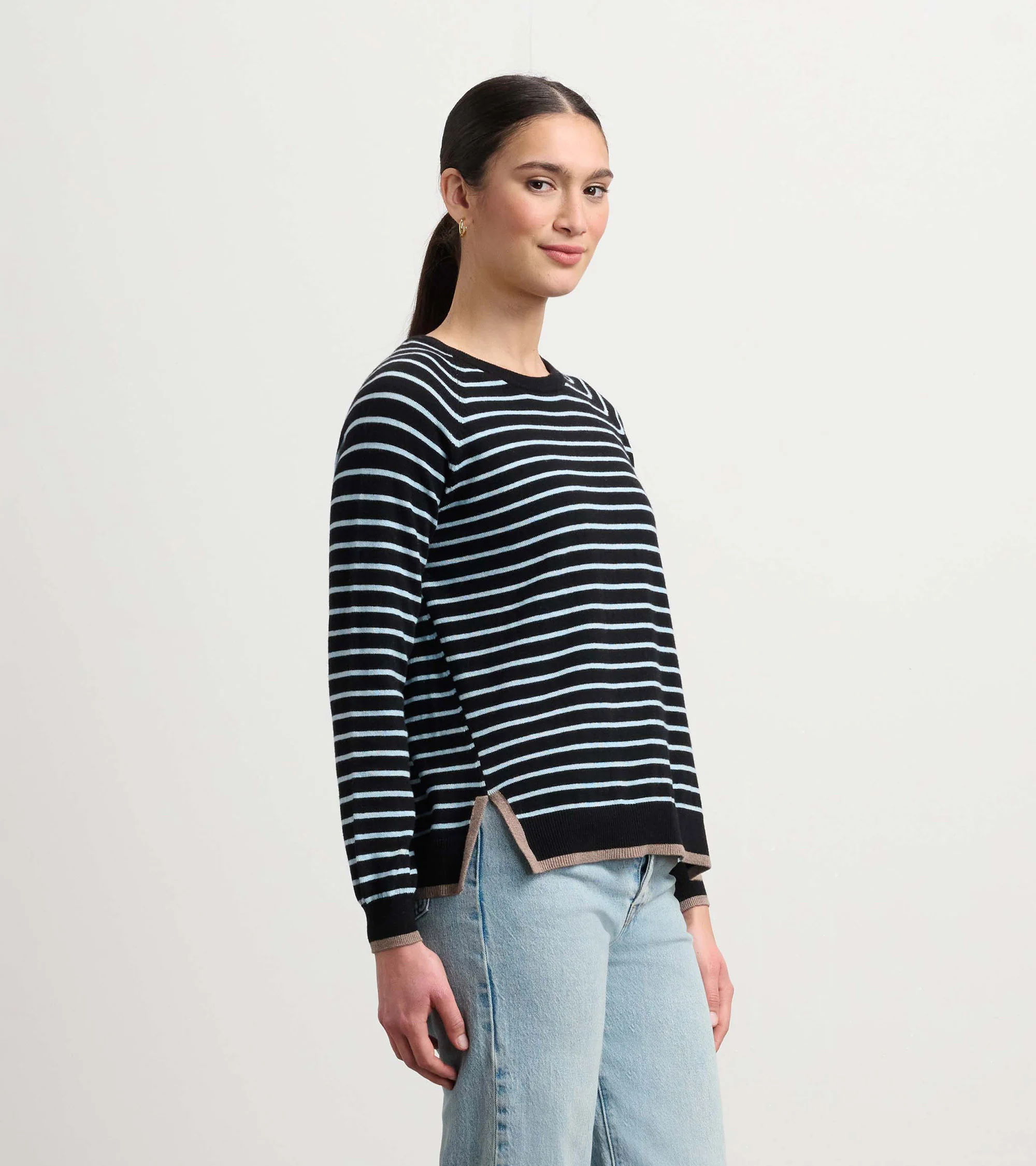 Olivia Sweater - Black Denim Stripes