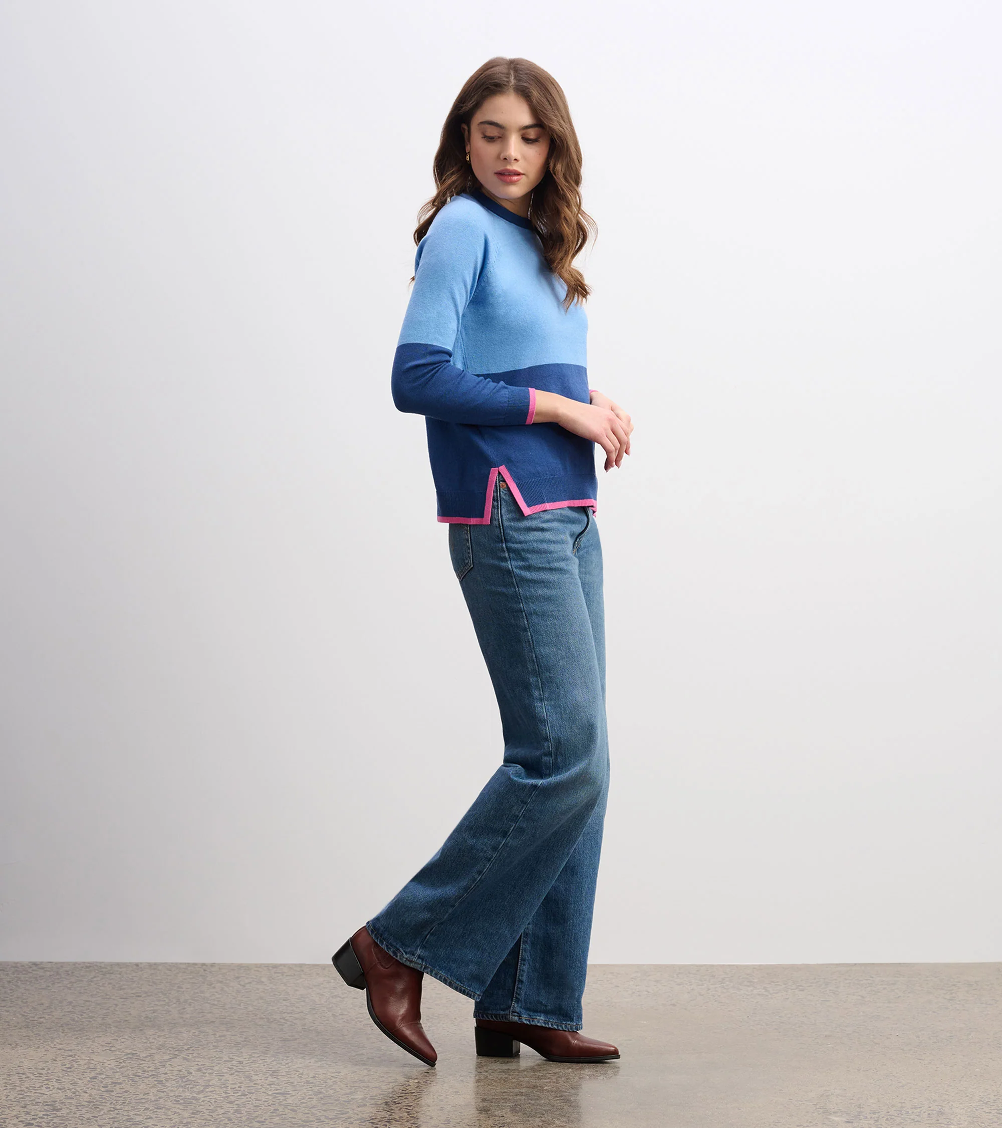 Olivia Sweater - Blue Color Block - Image 3