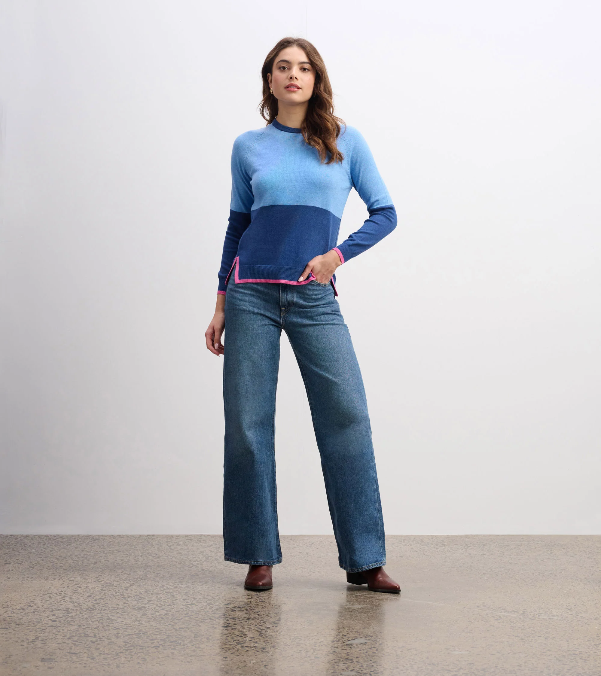 Olivia Sweater - Blue Color Block - Image 5