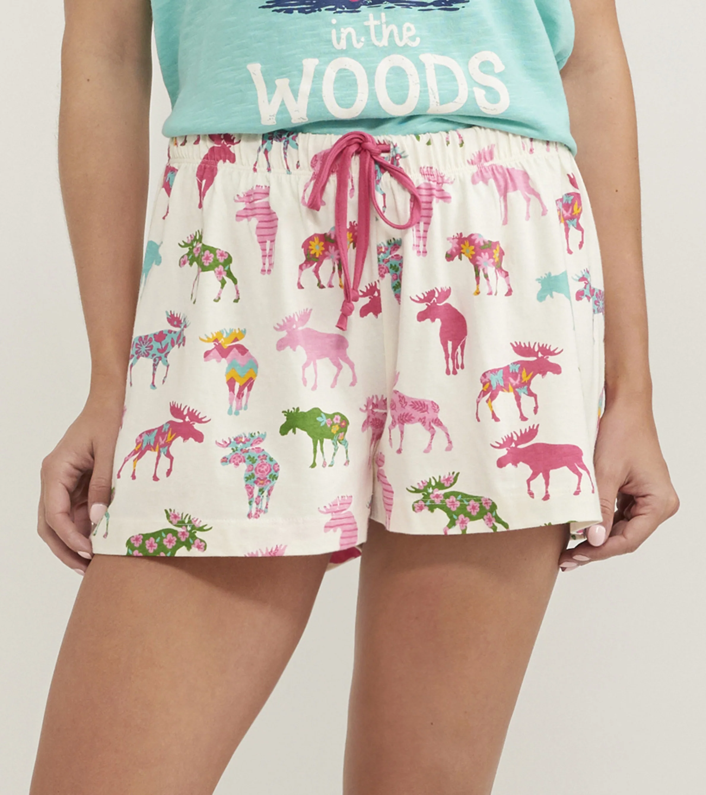 Patterned Moose Women's Cotton Sleep Shorts