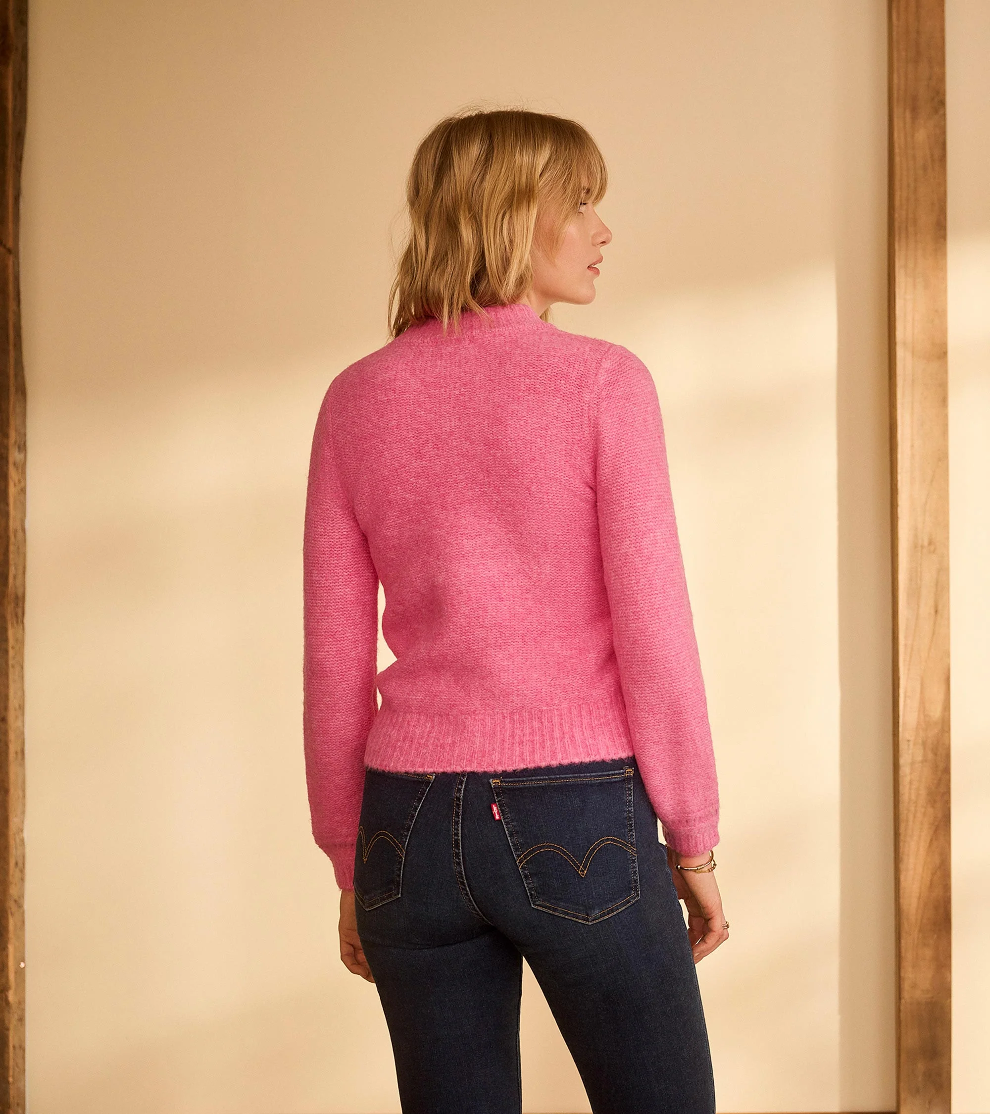 Petal Cable Sweater - Raspberry Pink - Image 5