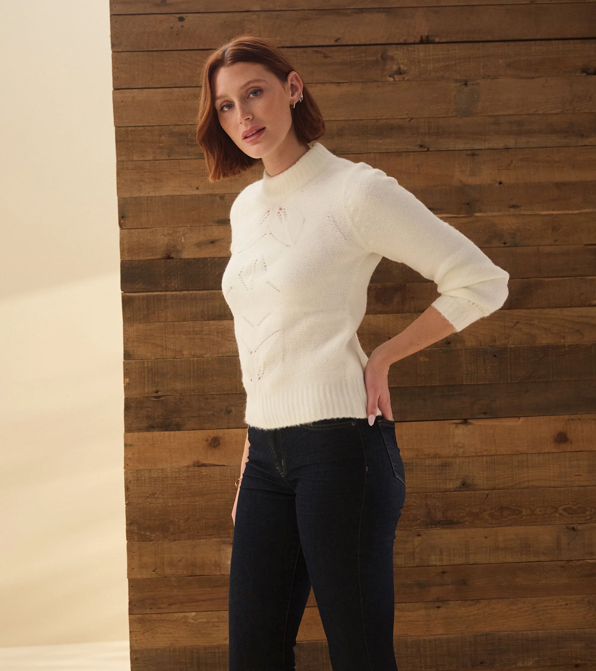 Petal Cable Sweater - Winter White - Image 4