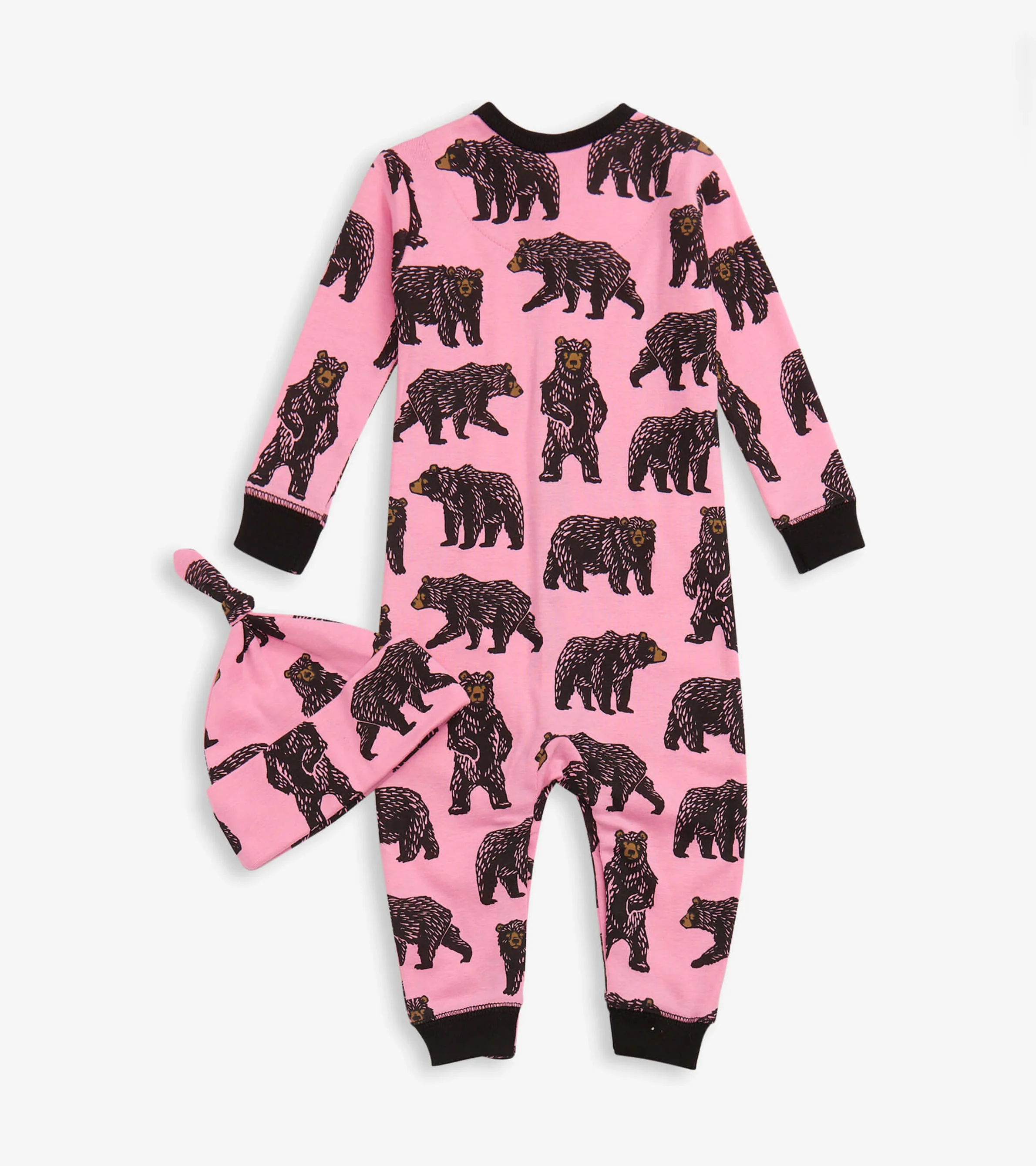 Pink Wild Bears Baby Sleeper & Hat - Image 2