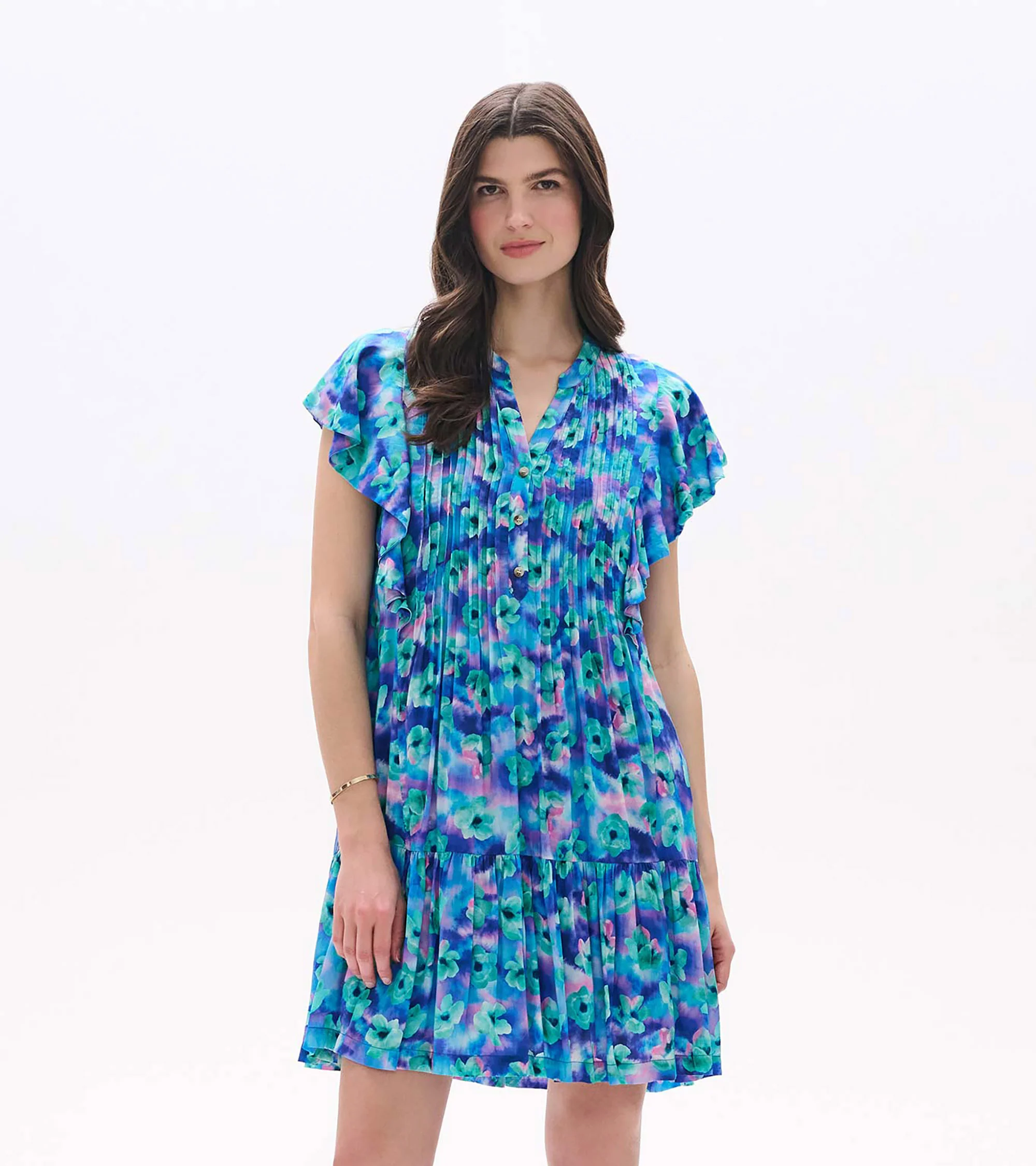 Pintuck Dress - Floating Flowers