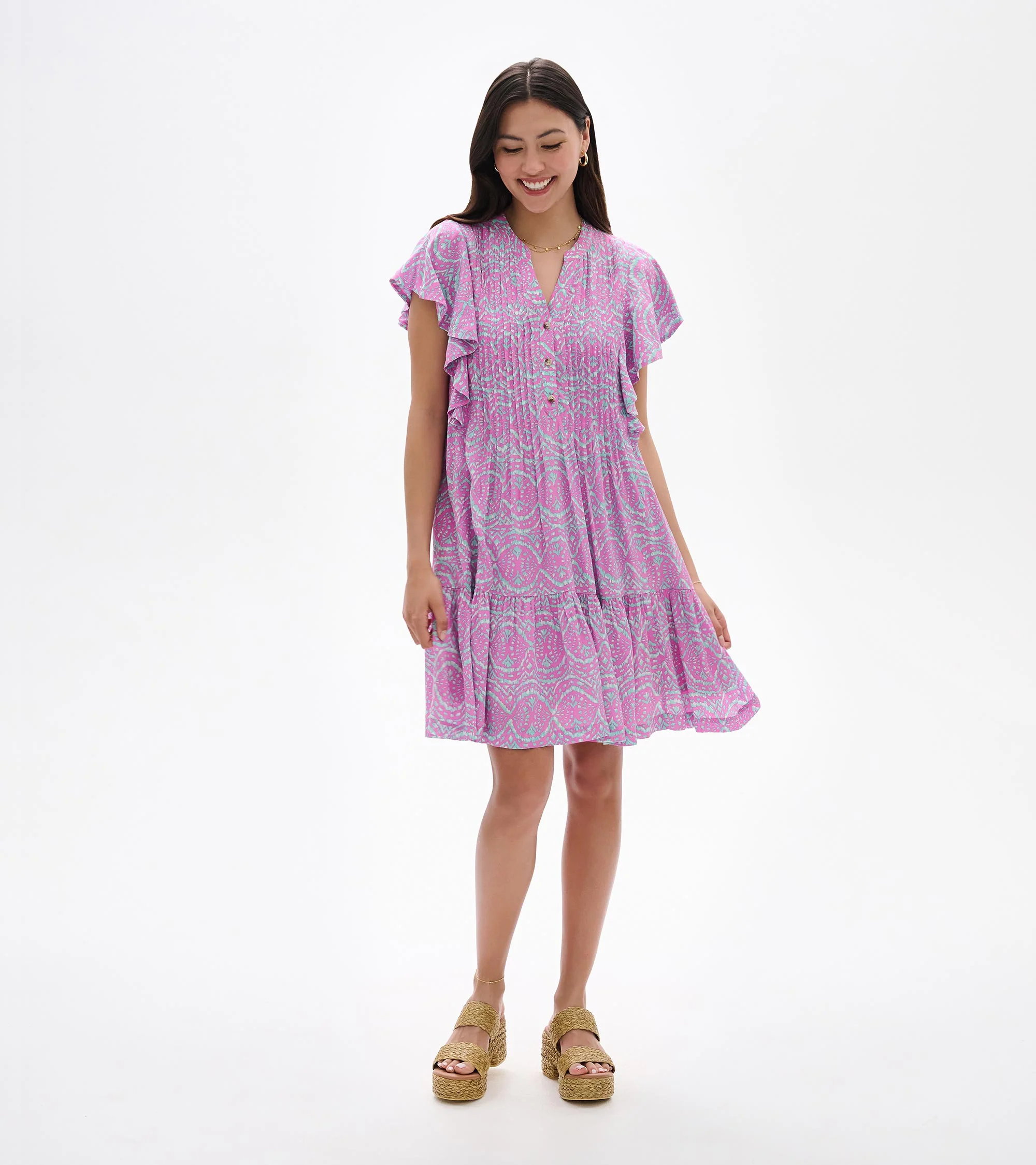 Pintuck Dress - Soft Ikat - Image 4