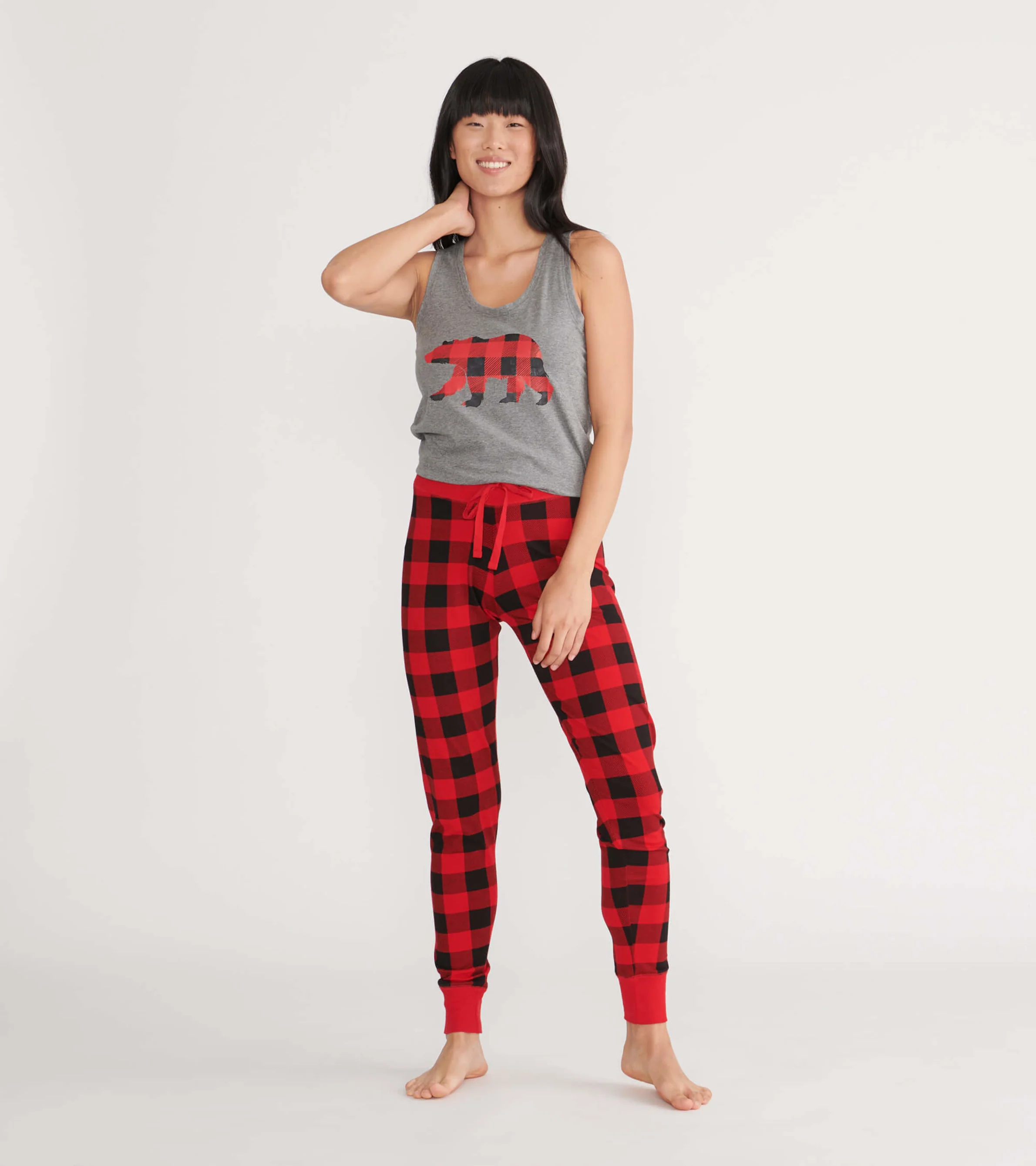 Plaid Bear Women's Pajama Tank - Image 2