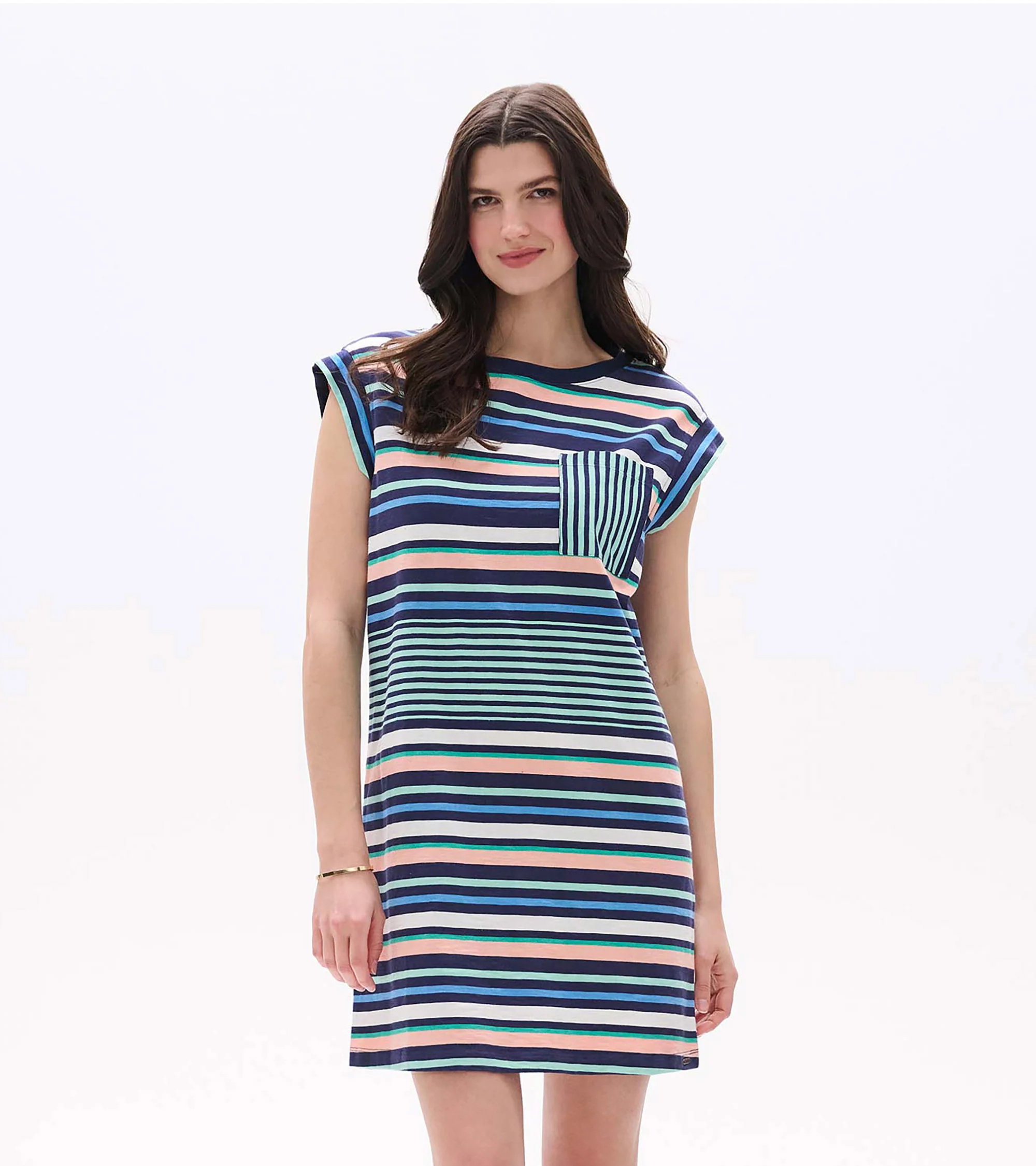 Pocket Tee Dress - Seaside Stripes