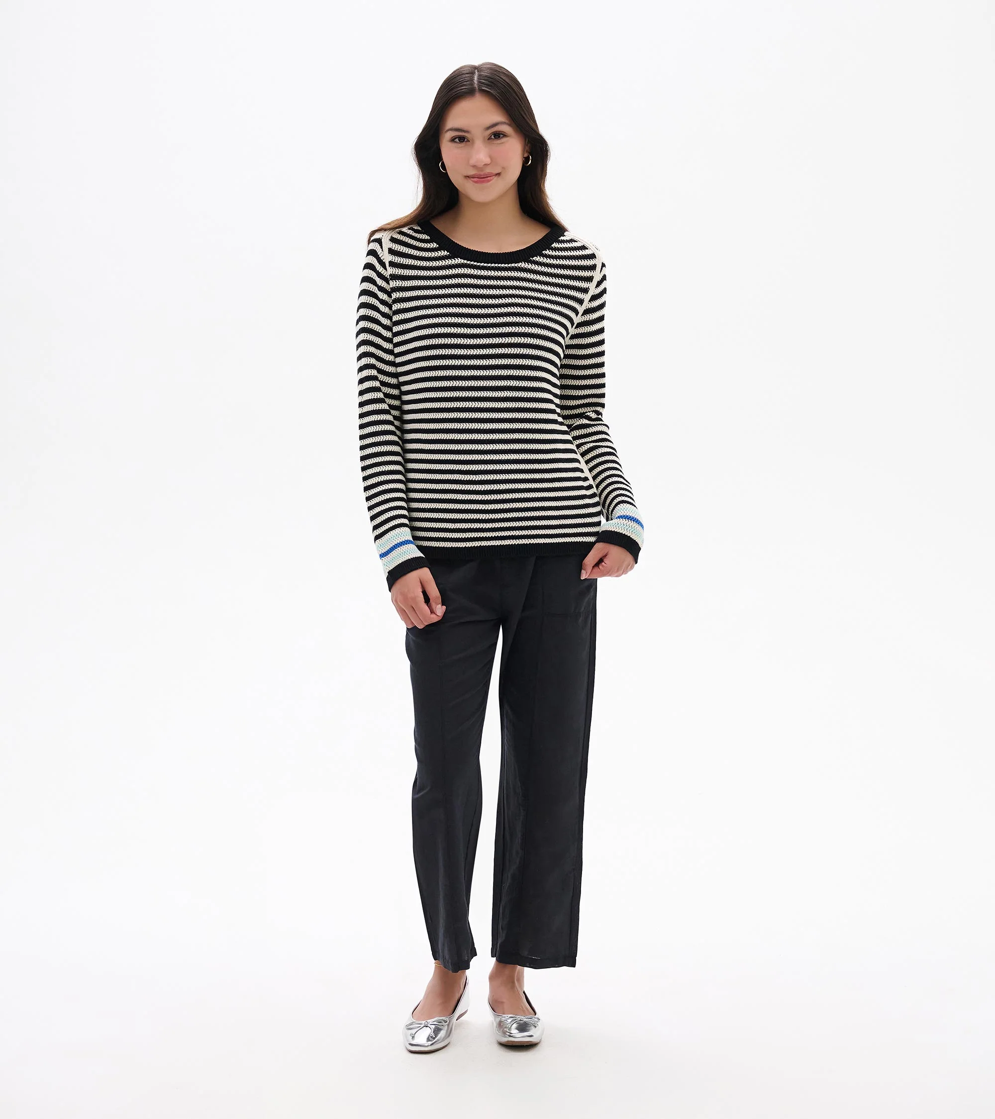 Pointelle Stripe Sweater - Classic Black - Image 3