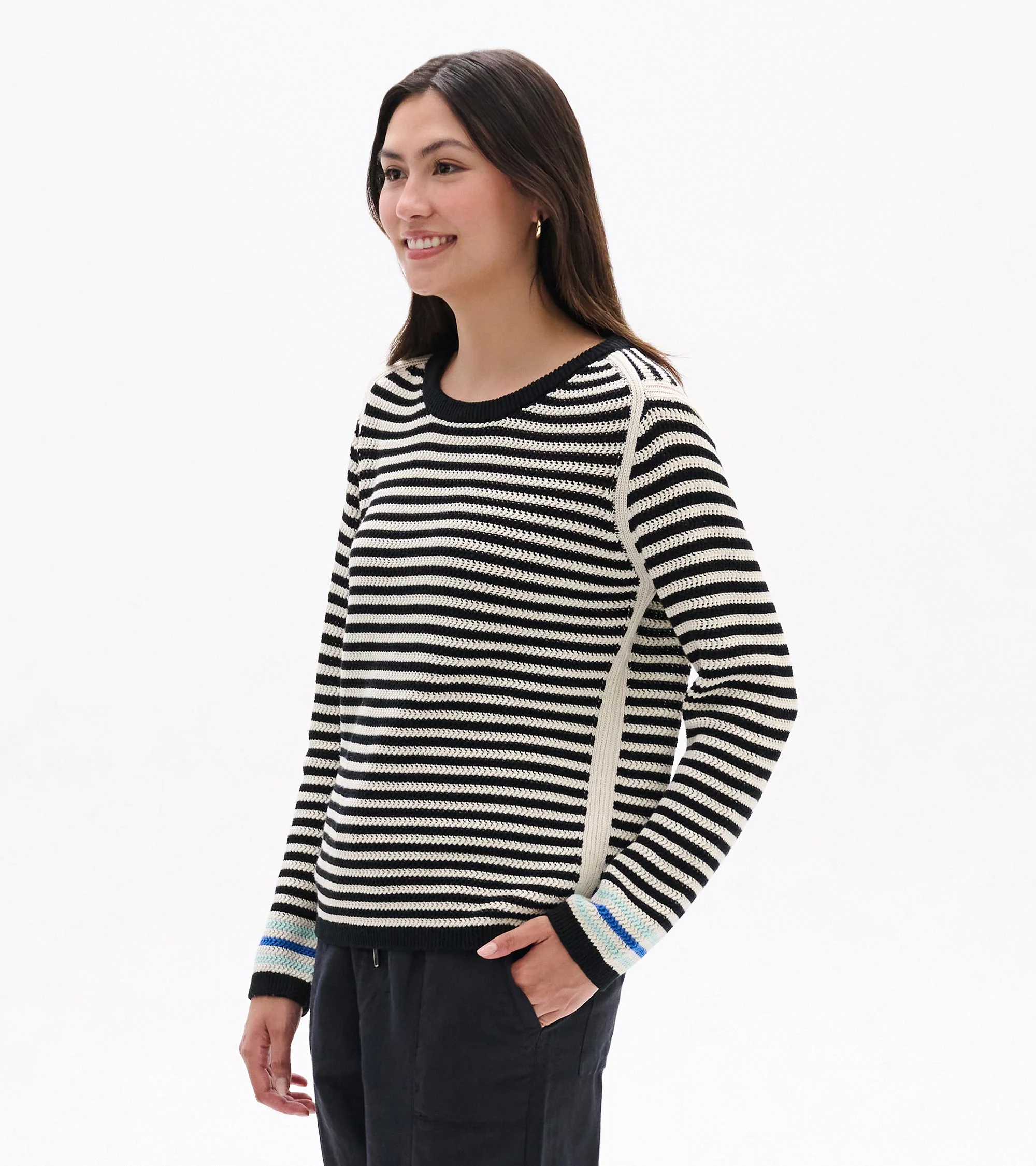 Pointelle Stripe Sweater - Classic Black - Image 4