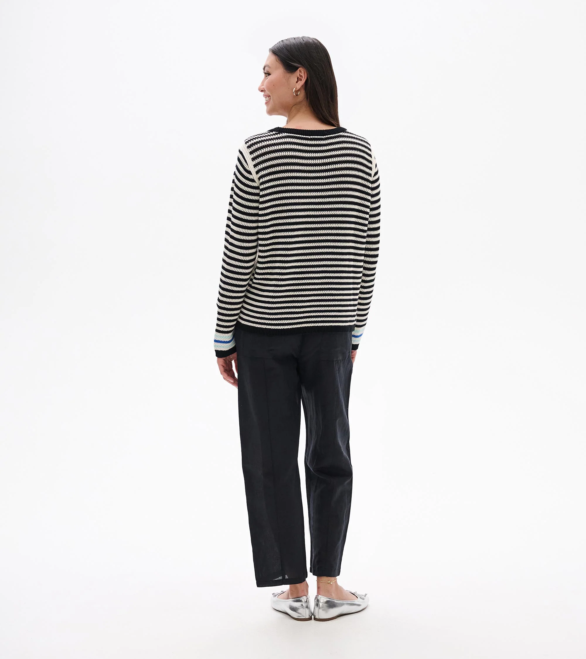 Pointelle Stripe Sweater - Classic Black - Image 5