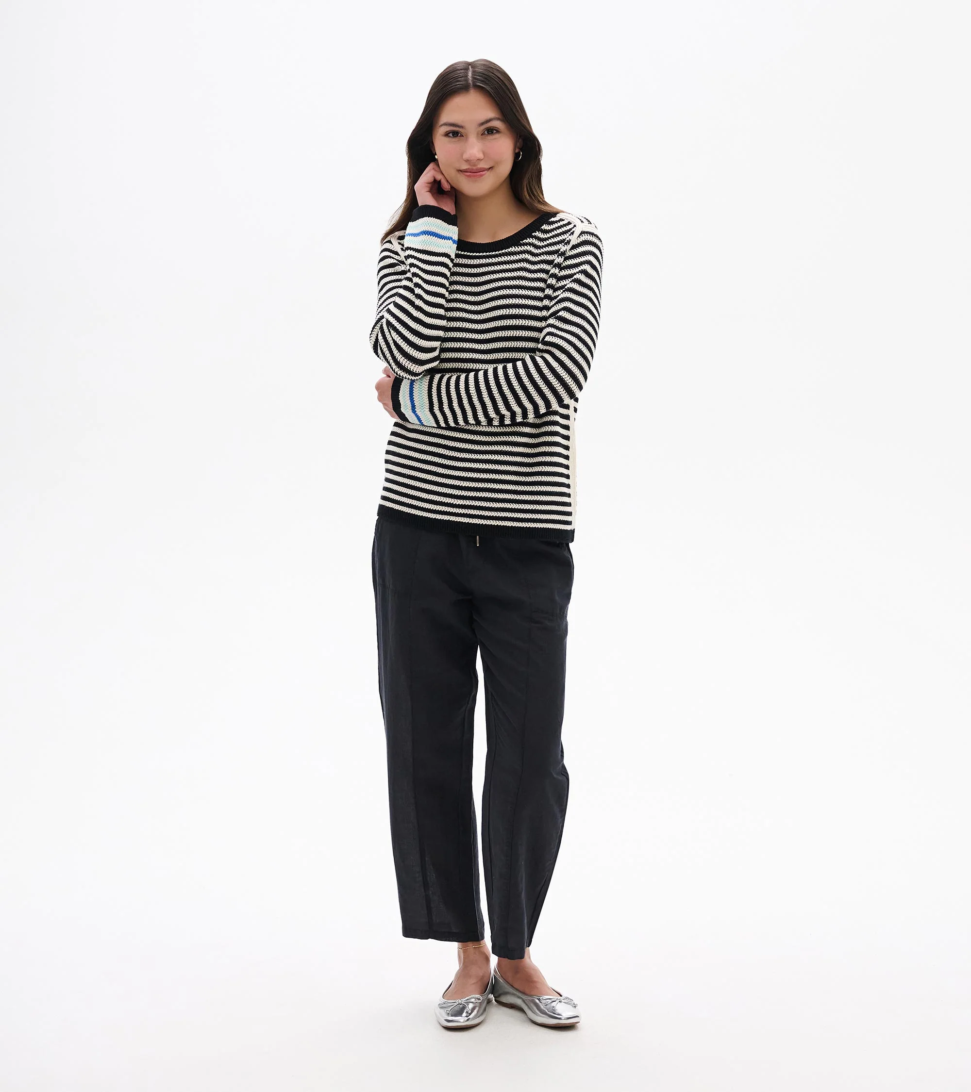 Pointelle Stripe Sweater - Classic Black - Image 6