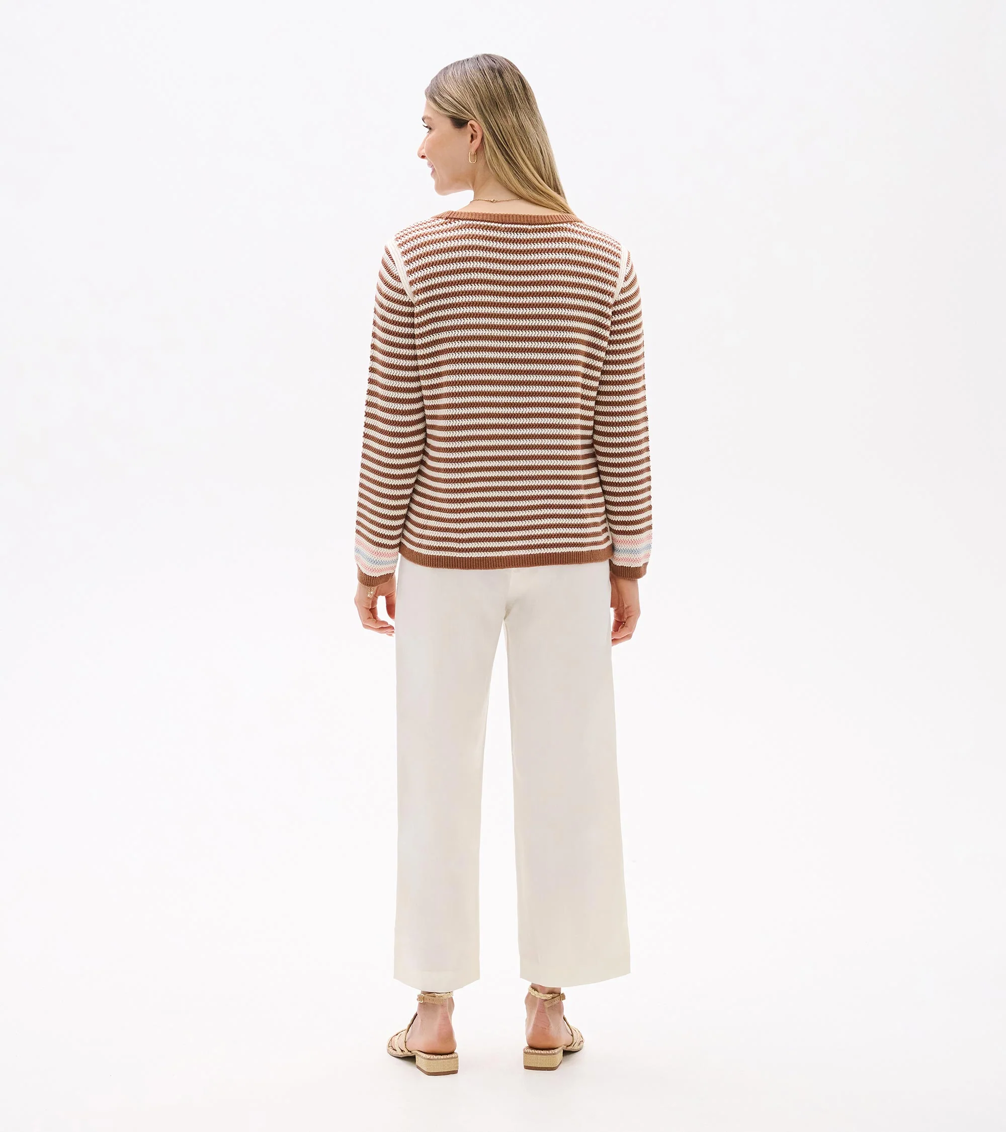 Pointelle Stripe Sweater - Neutral - Image 6