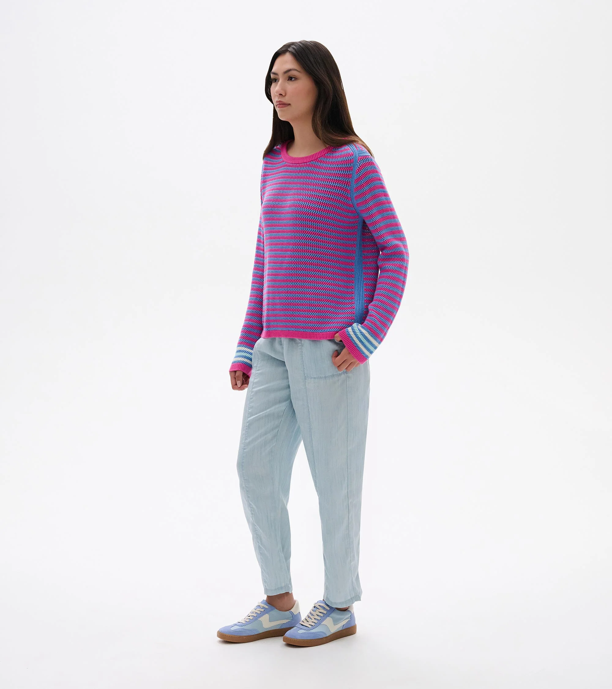 Pointelle Stripe Sweater - South East Summer - Image 3