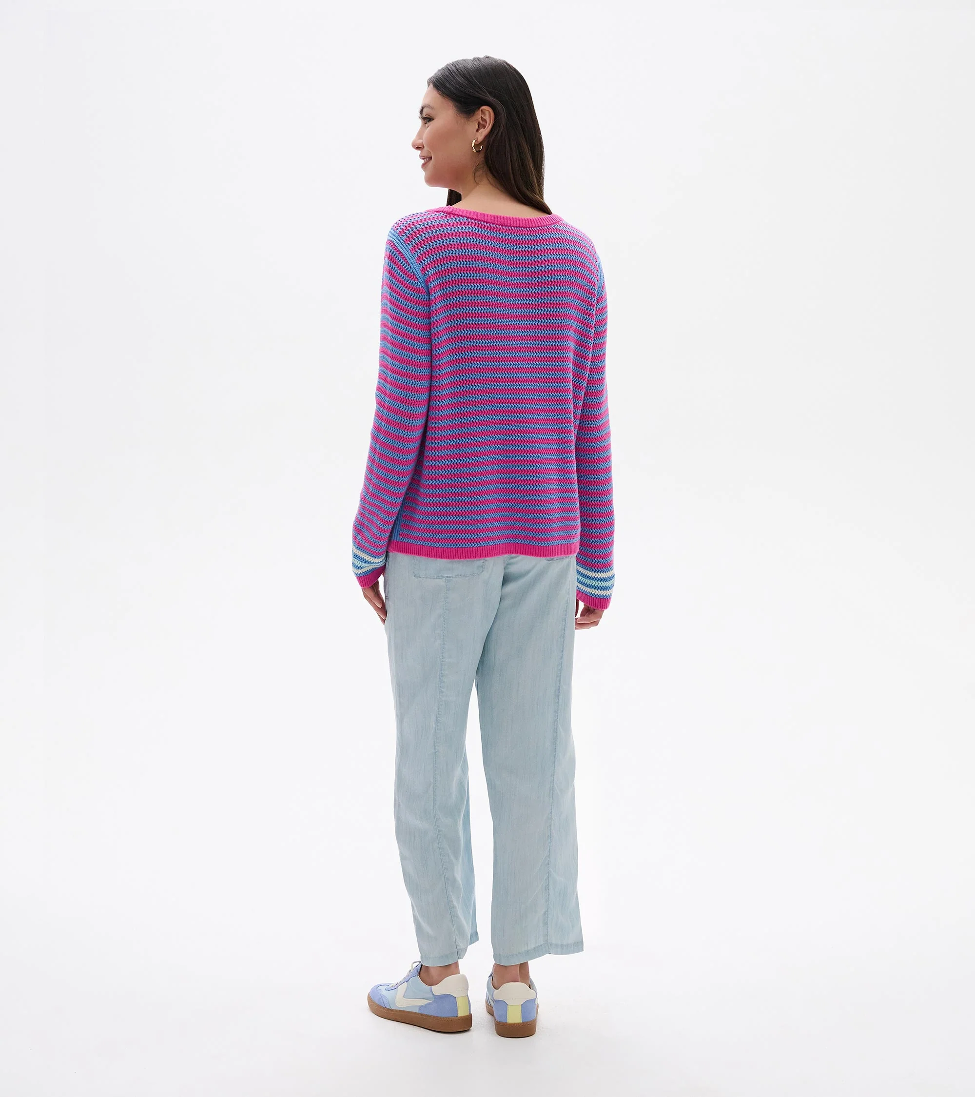 Pointelle Stripe Sweater - South East Summer - Image 6