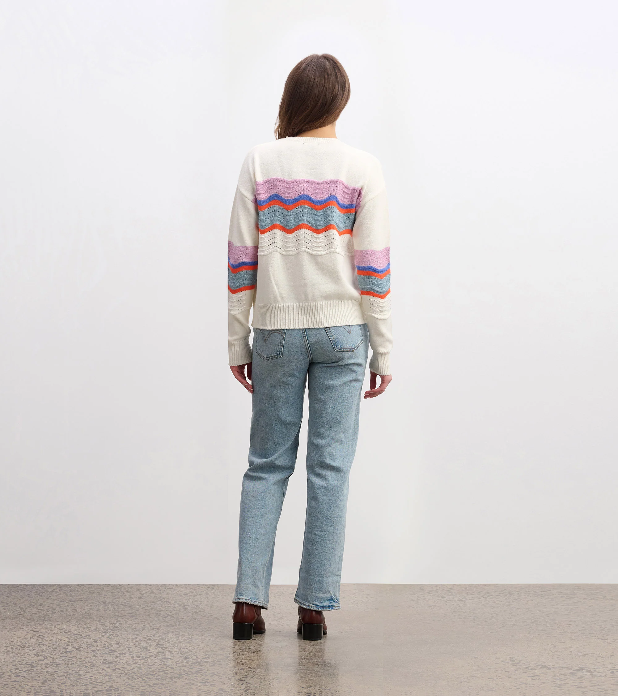 Pointelle Wave Sweater - Summer Sky Ripple - Image 4