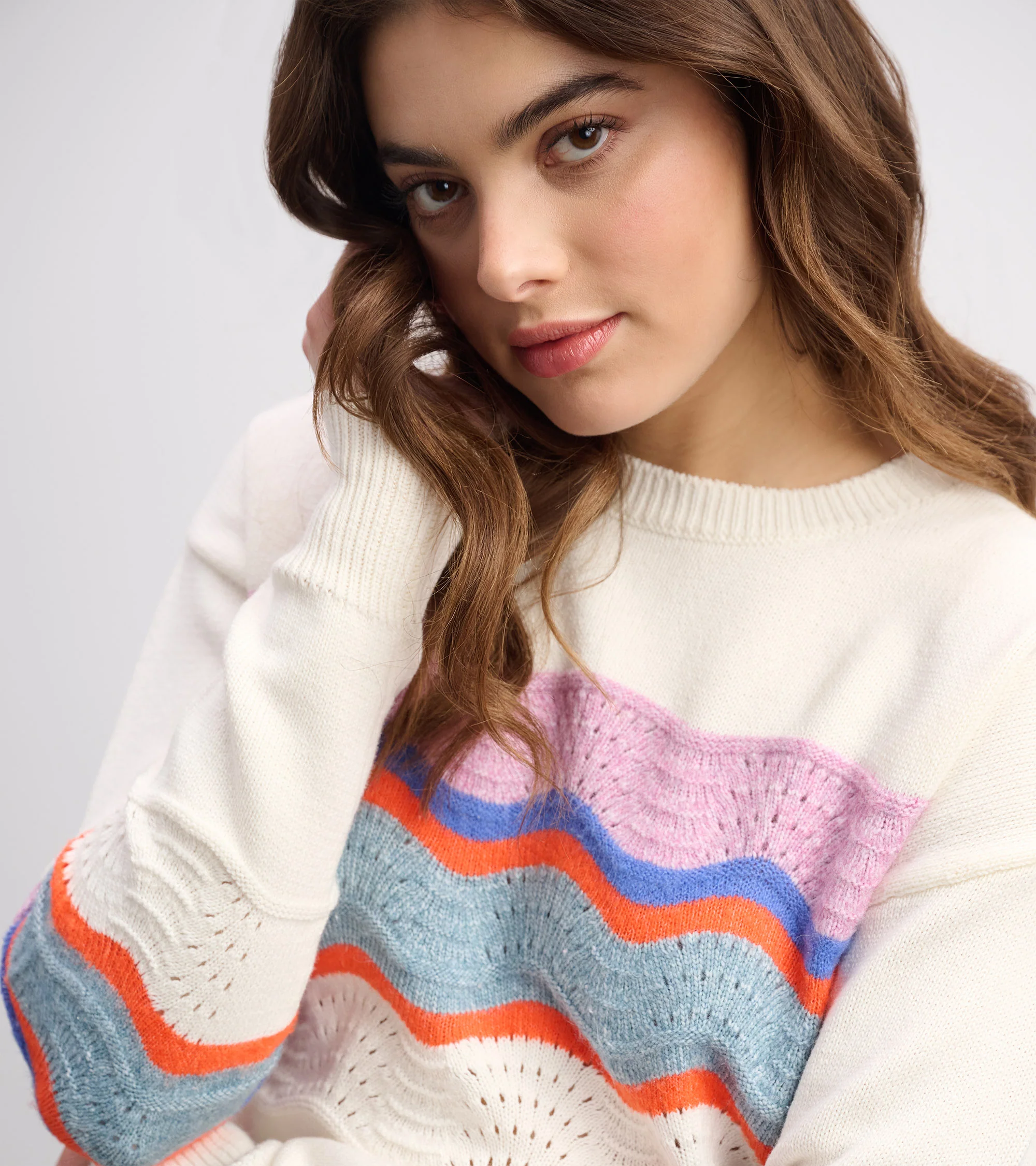 Pointelle Wave Sweater - Summer Sky Ripple - Image 6