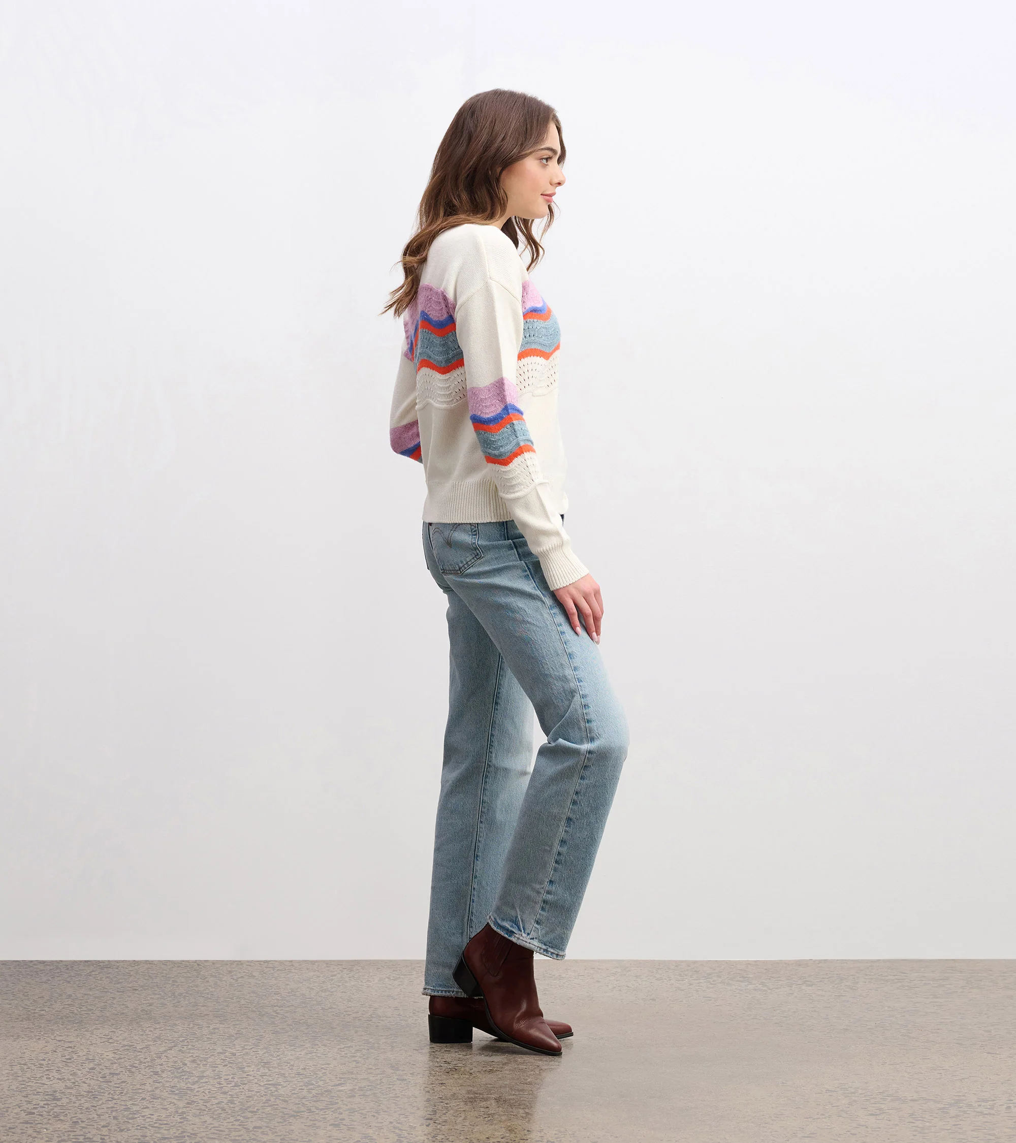 Pointelle Wave Sweater - Summer Sky Ripple - Image 7