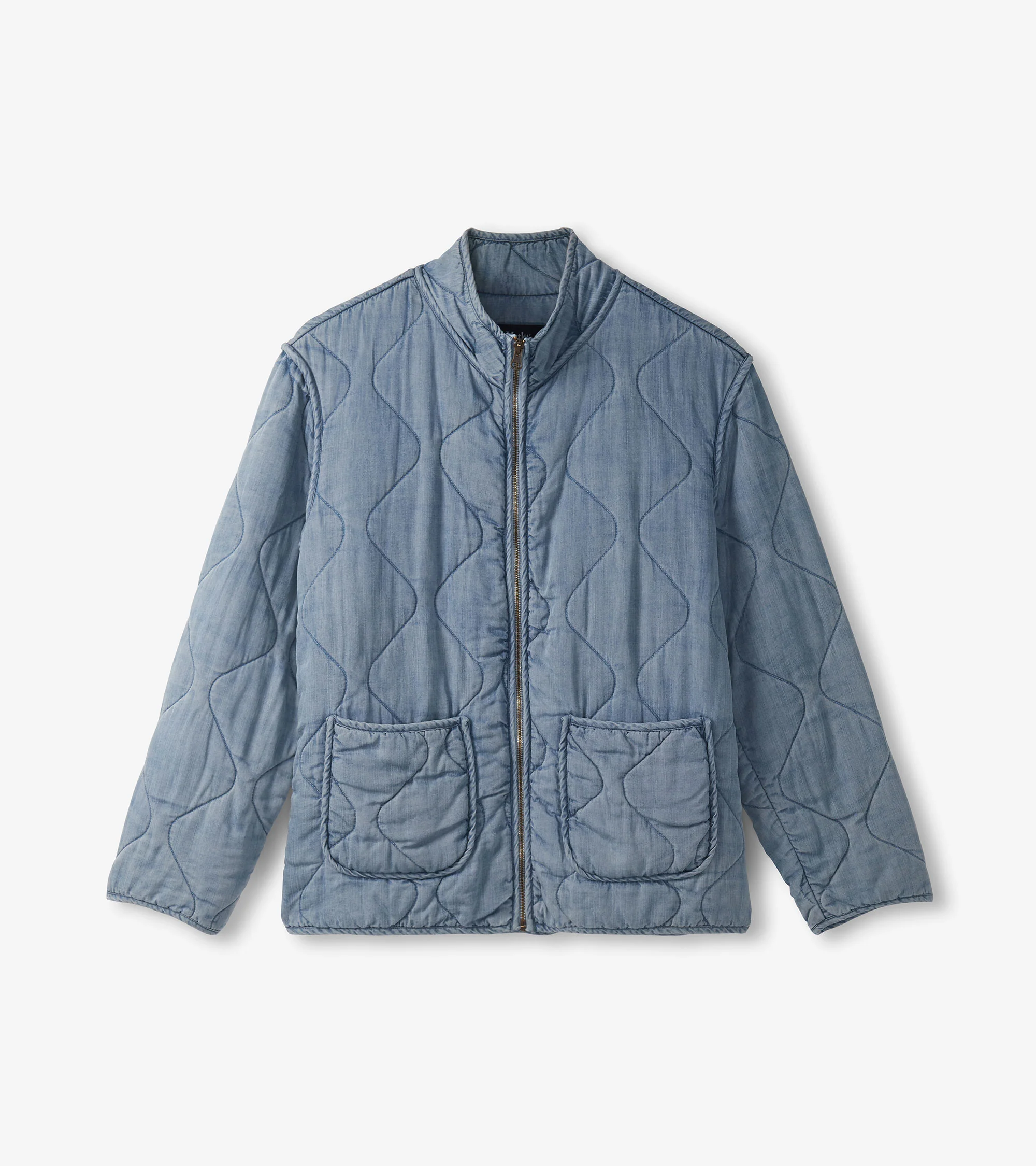 Quilted Tencel Jacket - Washed Blue - Image 2