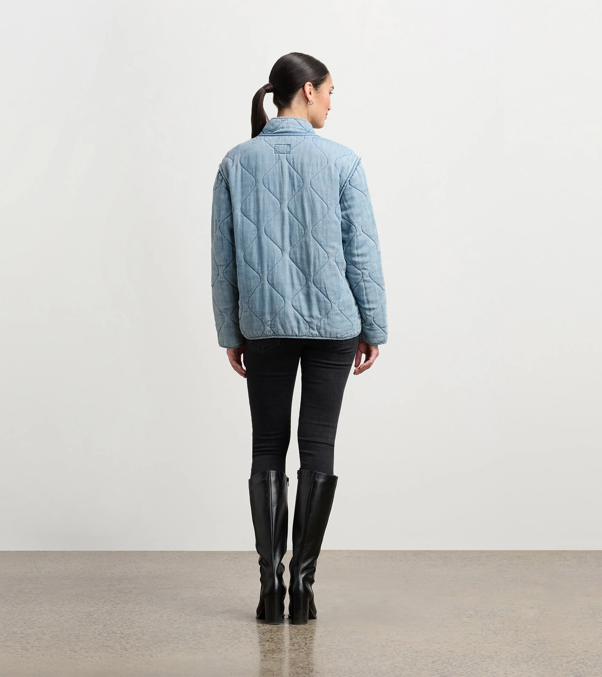 Quilted Tencel Jacket - Washed Blue - Image 4