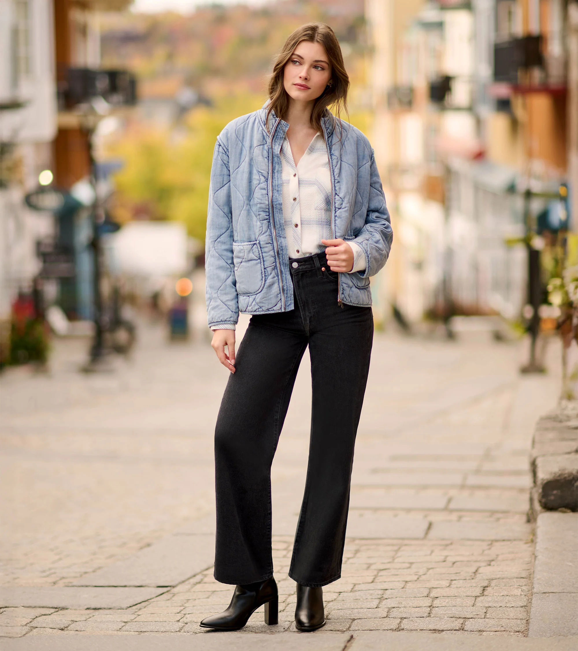 Quilted Tencel Jacket - Washed Blue - Image 7