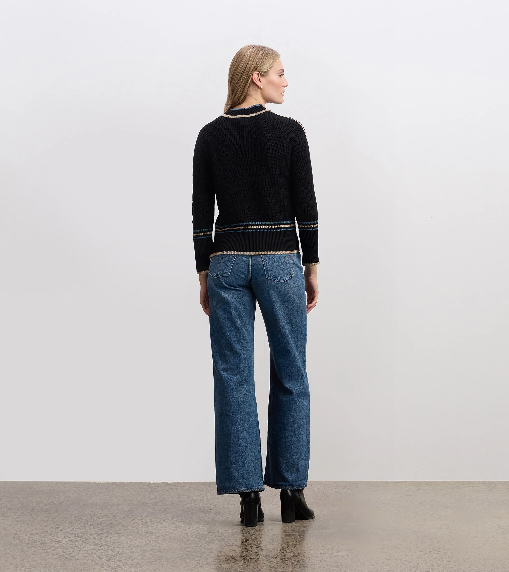 Raglan Stripes Pullover - Black - Image 4