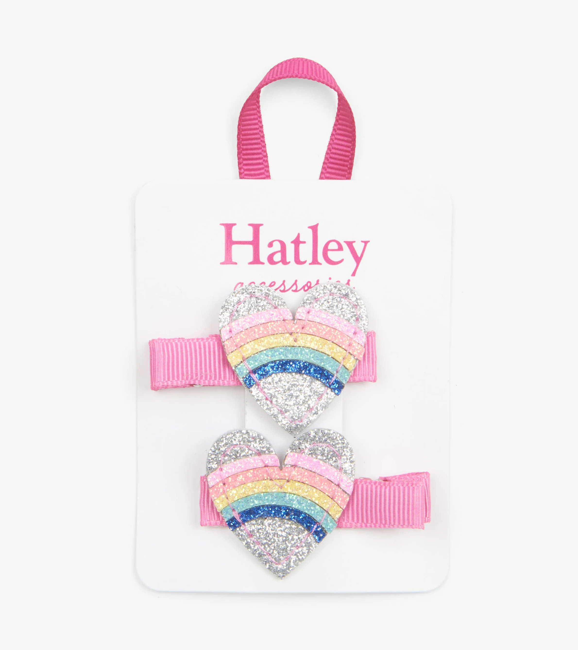Rainbow Hearts Glitter Hair Clips