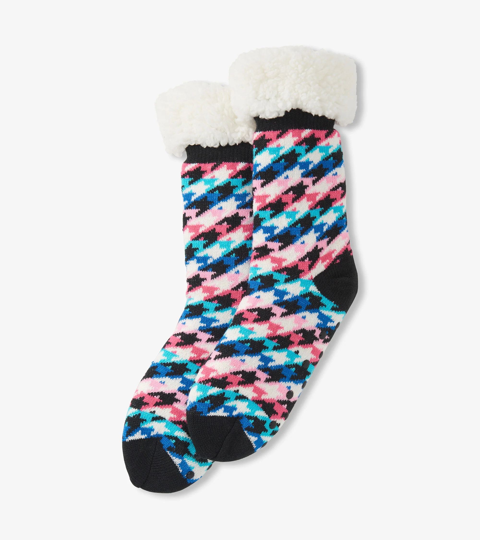 Rainbow Houndstooth Women's Sherpa Lined Cabin Sock - Image 2