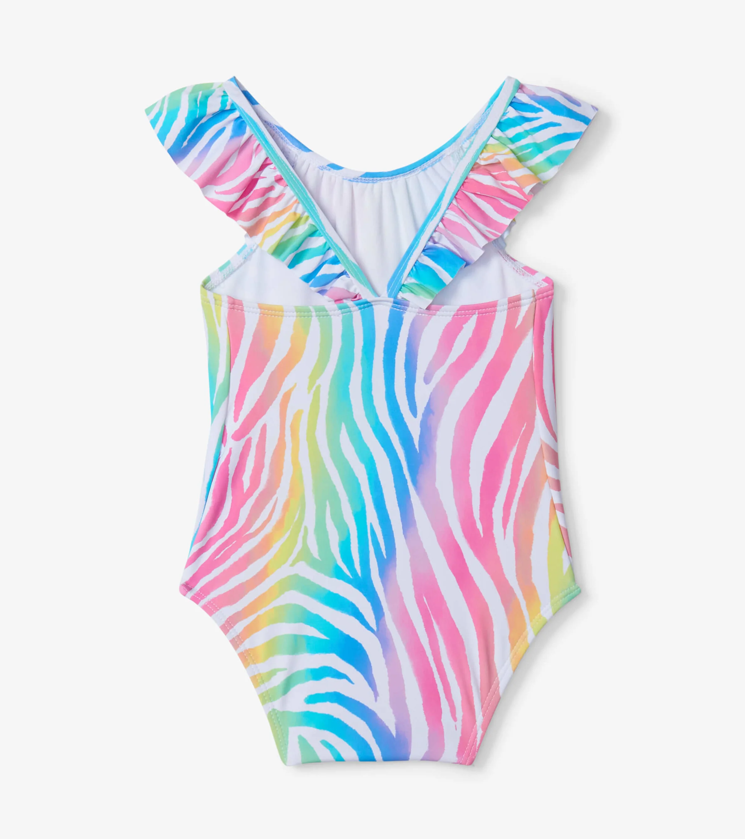 Rainbow Zebra Baby Ruffle Swimsuit - Image 2