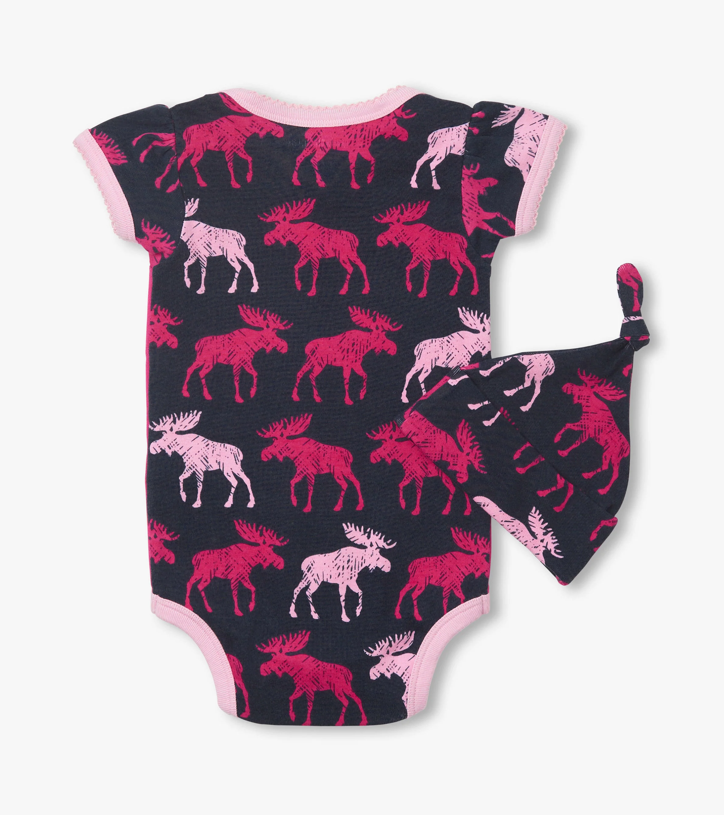 Raspberry Moose Baby Bodysuit & Hat - Image 2