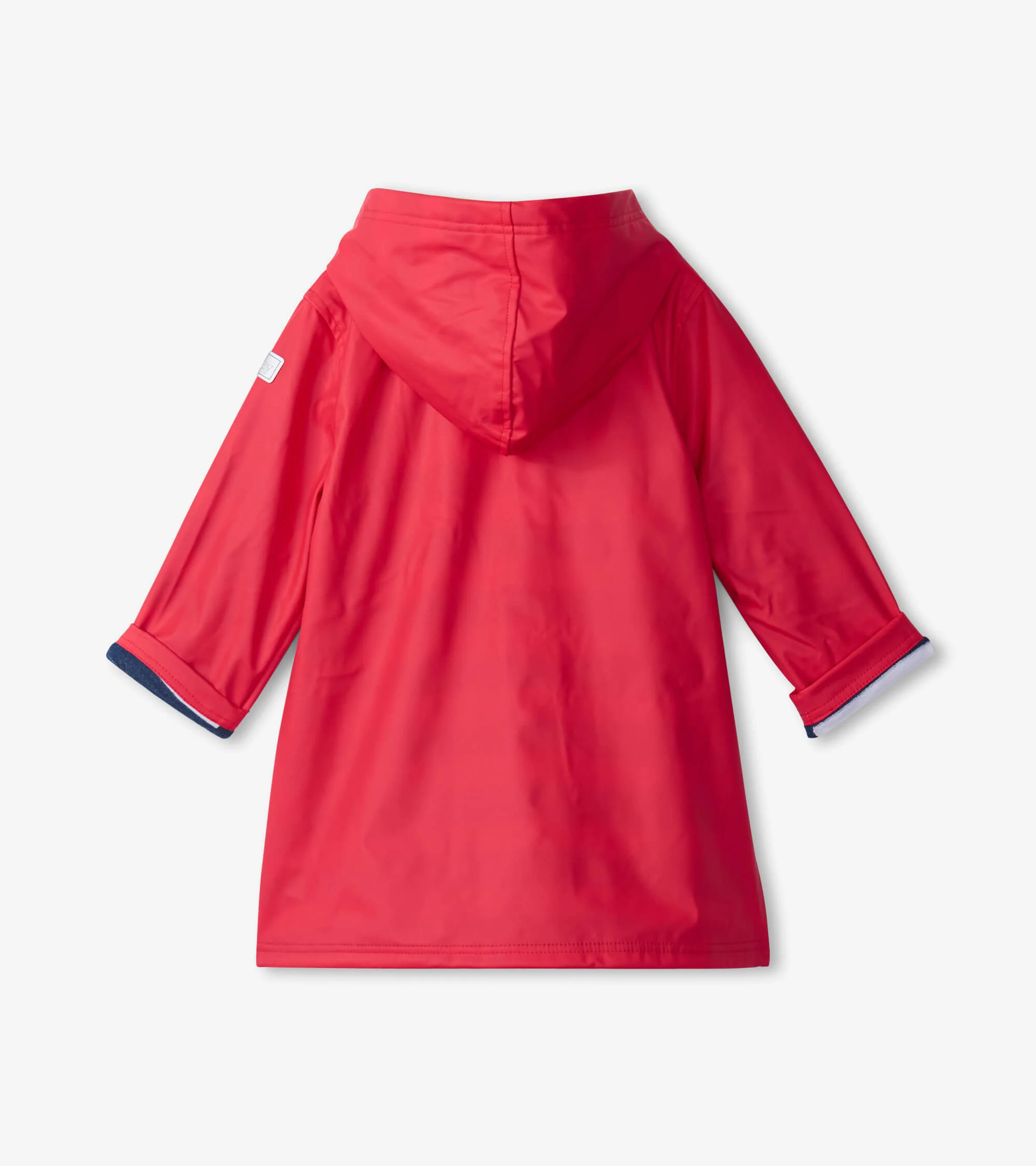 Kids Red & Navy Button-Up Rain Jacket - Image 3