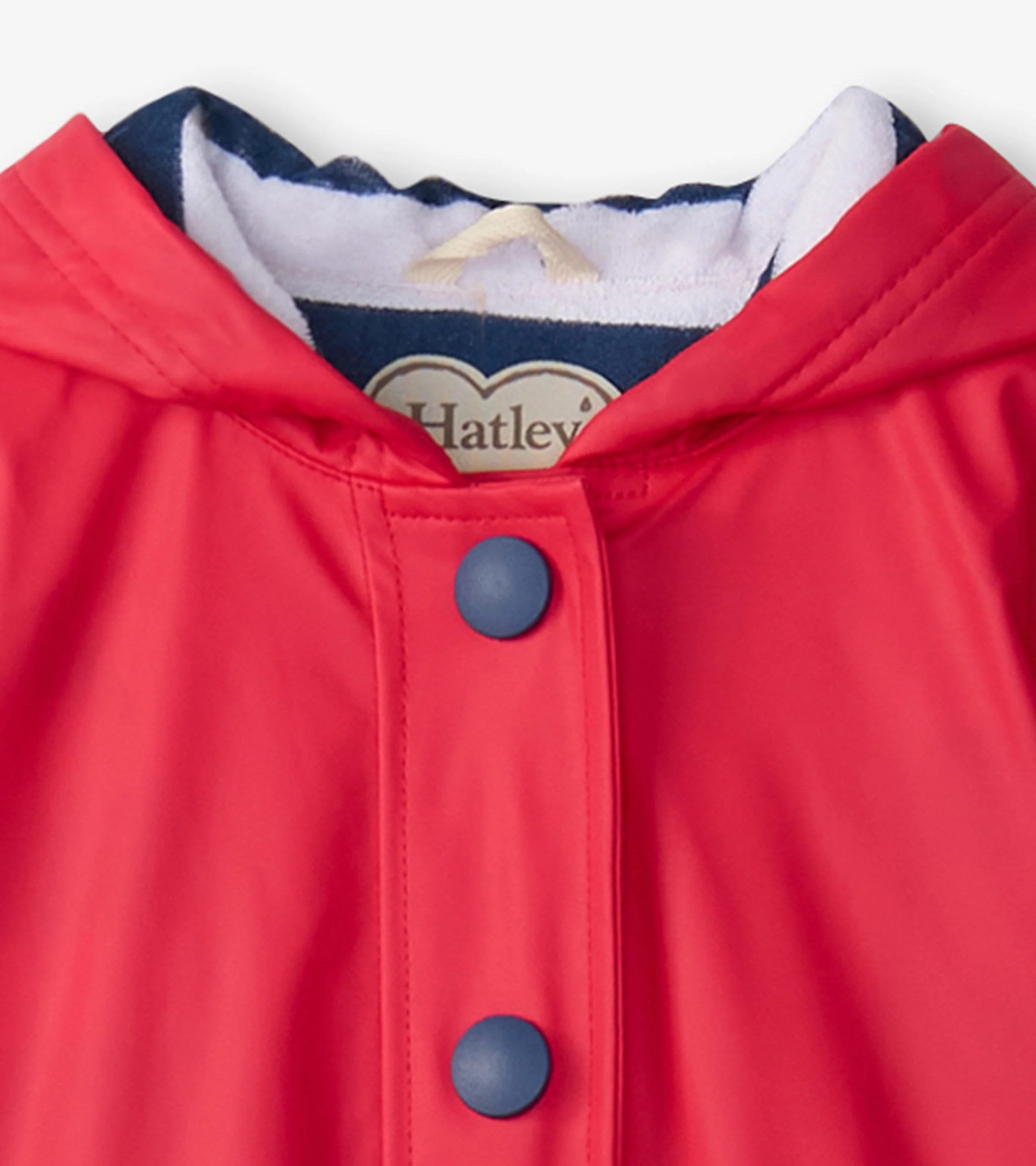 Kids Red & Navy Button-Up Rain Jacket - Image 6