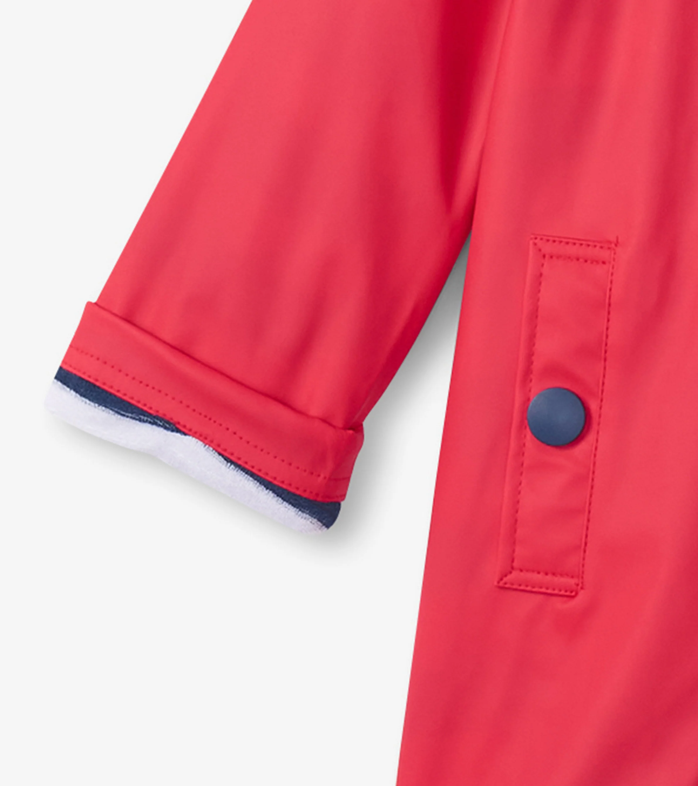 Kids Red & Navy Button-Up Rain Jacket - Image 7