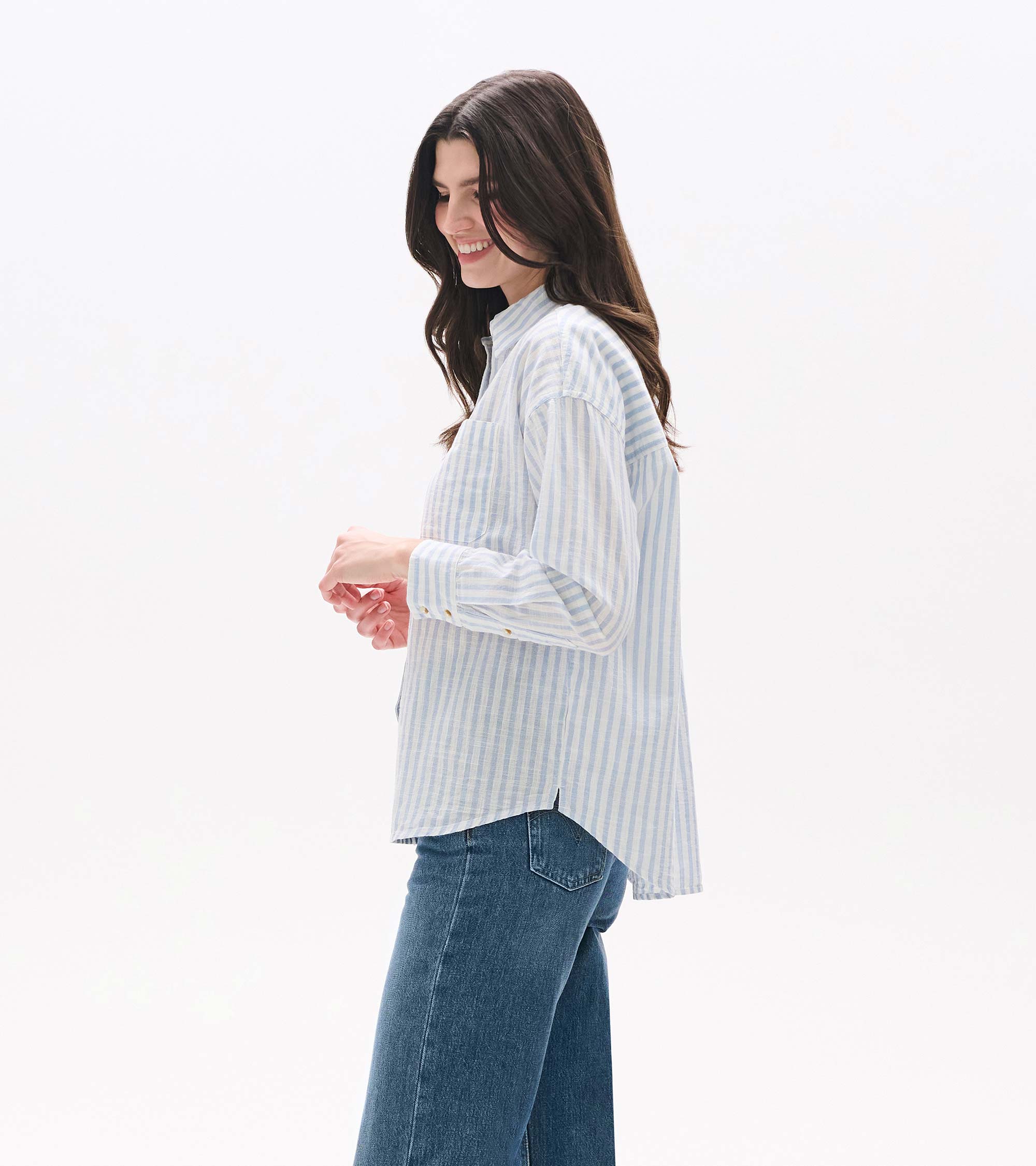 Relaxed Button Down - Cashmere Blue Stripes - Image 4