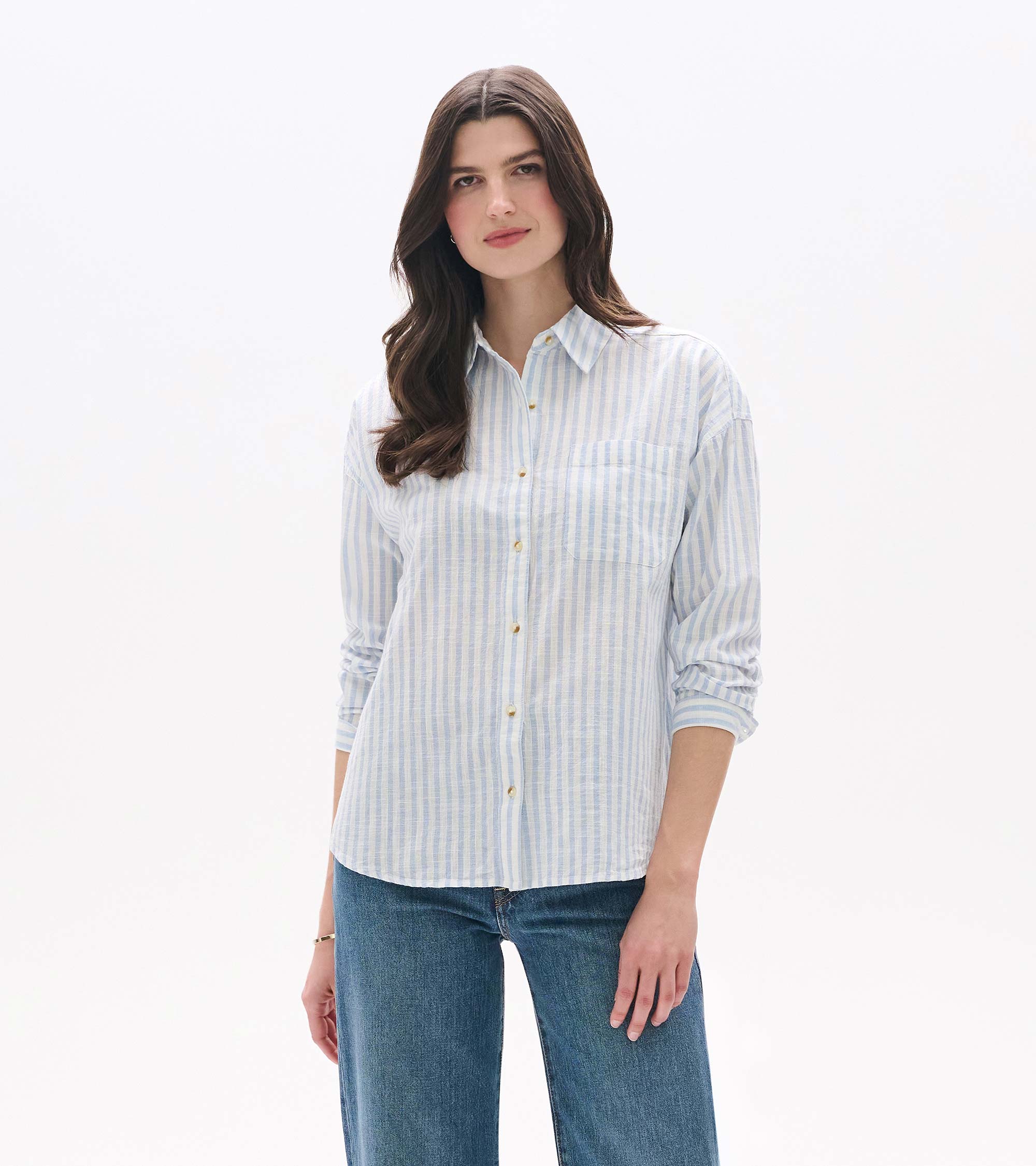 Relaxed Button Down - Cashmere Blue Stripes - Image 5